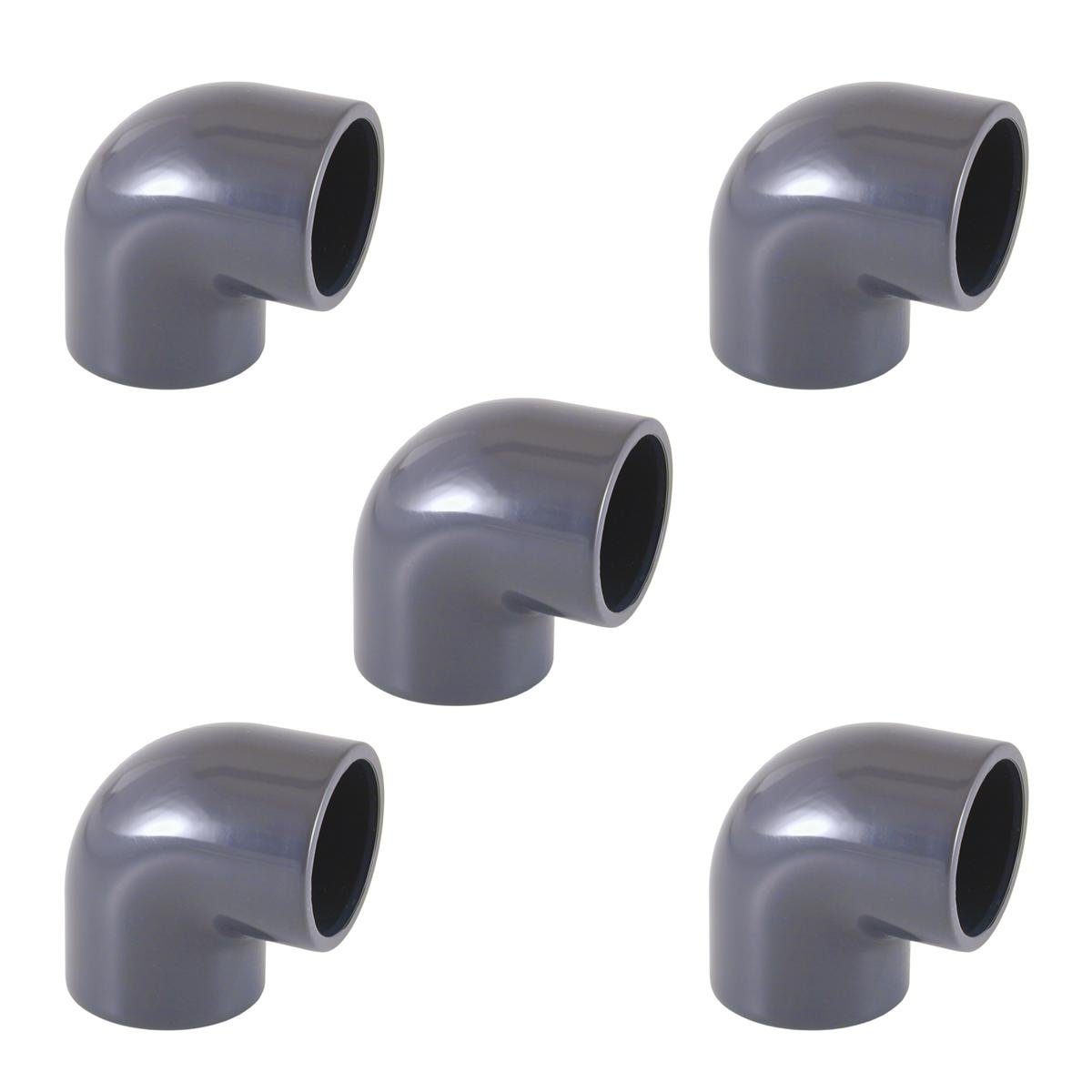 Anschlussstück 5er PVC Winkel 90 Grad D 50 mm