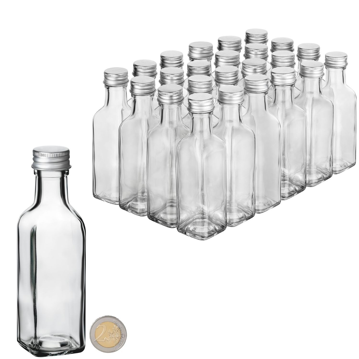 Flaschen-Fuchs Vorratsglas 24x kleine Glasflaschen 100ml Flaschen zum Befüllen mit Likör, Öl, Glas, (24-tlg)