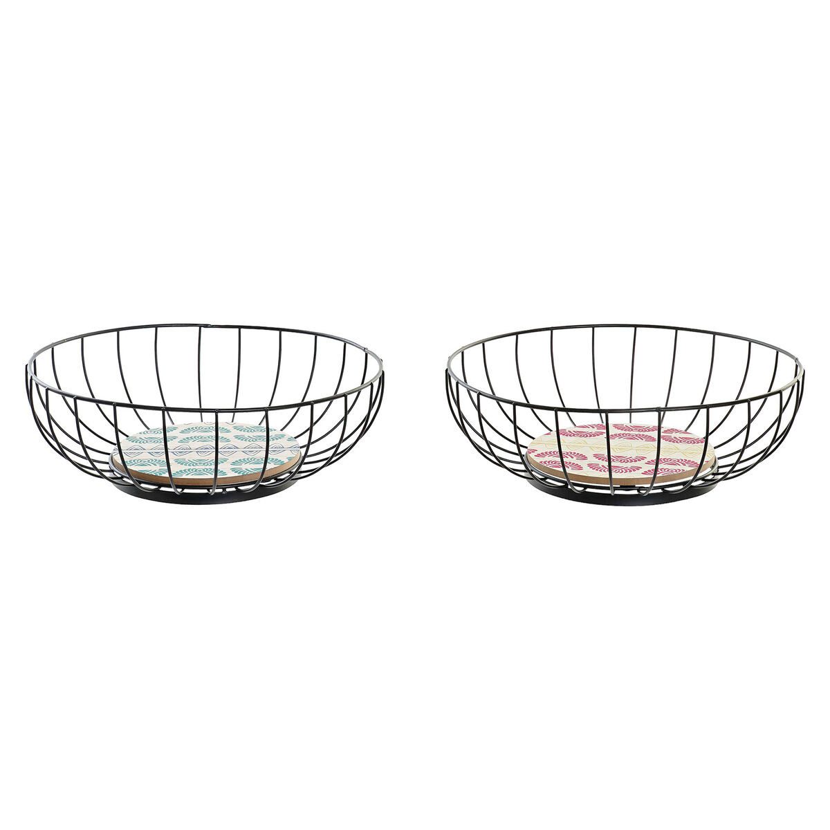 DKD Home Decor Obstschale Obstschale DKD Home Decor 2 Stück Metall MDF 28x28x11 cm stilvoll und