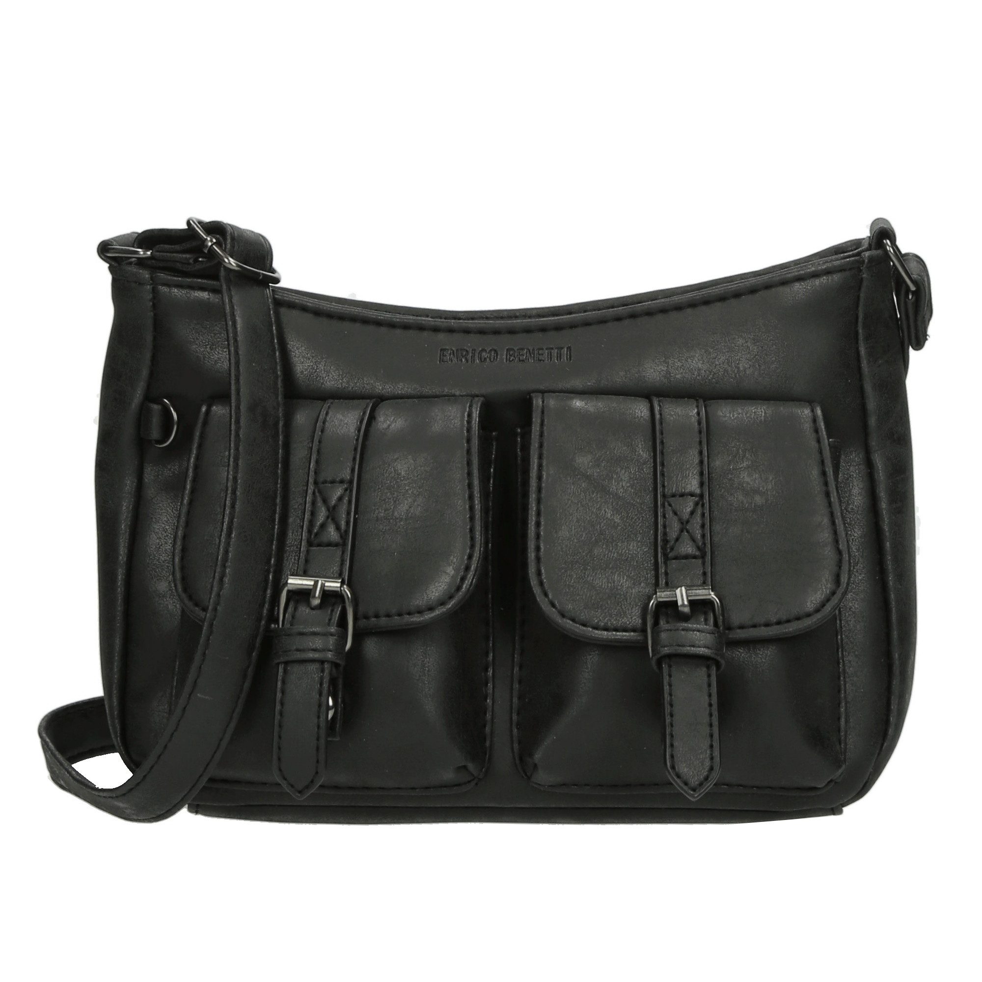 Enrico Benetti Handtasche kleine Damentasche mit 2 Vortaschen und langem Gurt