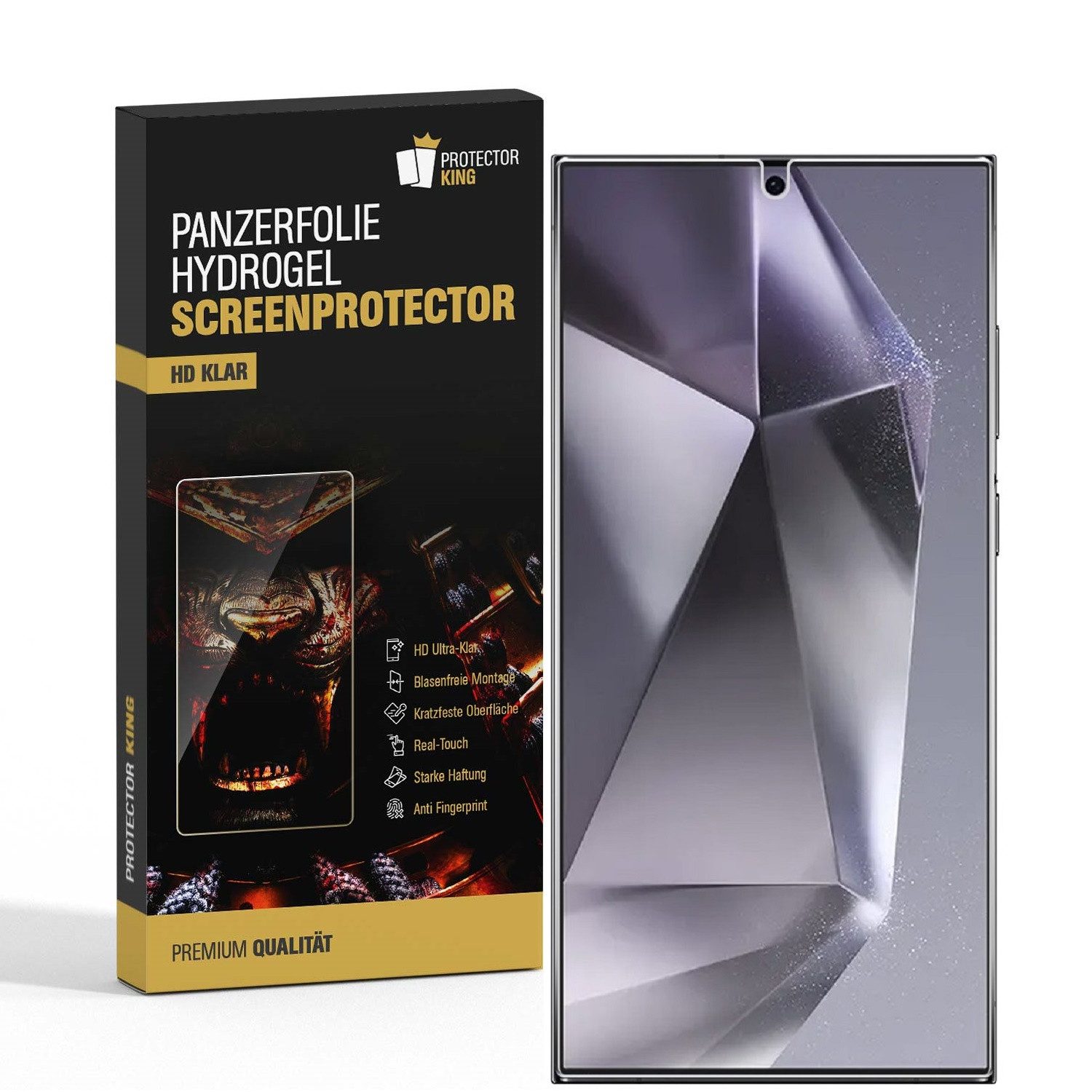 Protectorking Schutzfolie 2x Hydrogel-Glass für Samsung Galaxy S25 Ultra FULL COVER HD KLAR, (2-Stück), Selbstheilend für micro Kratzer, Displayschutz HD KLAR