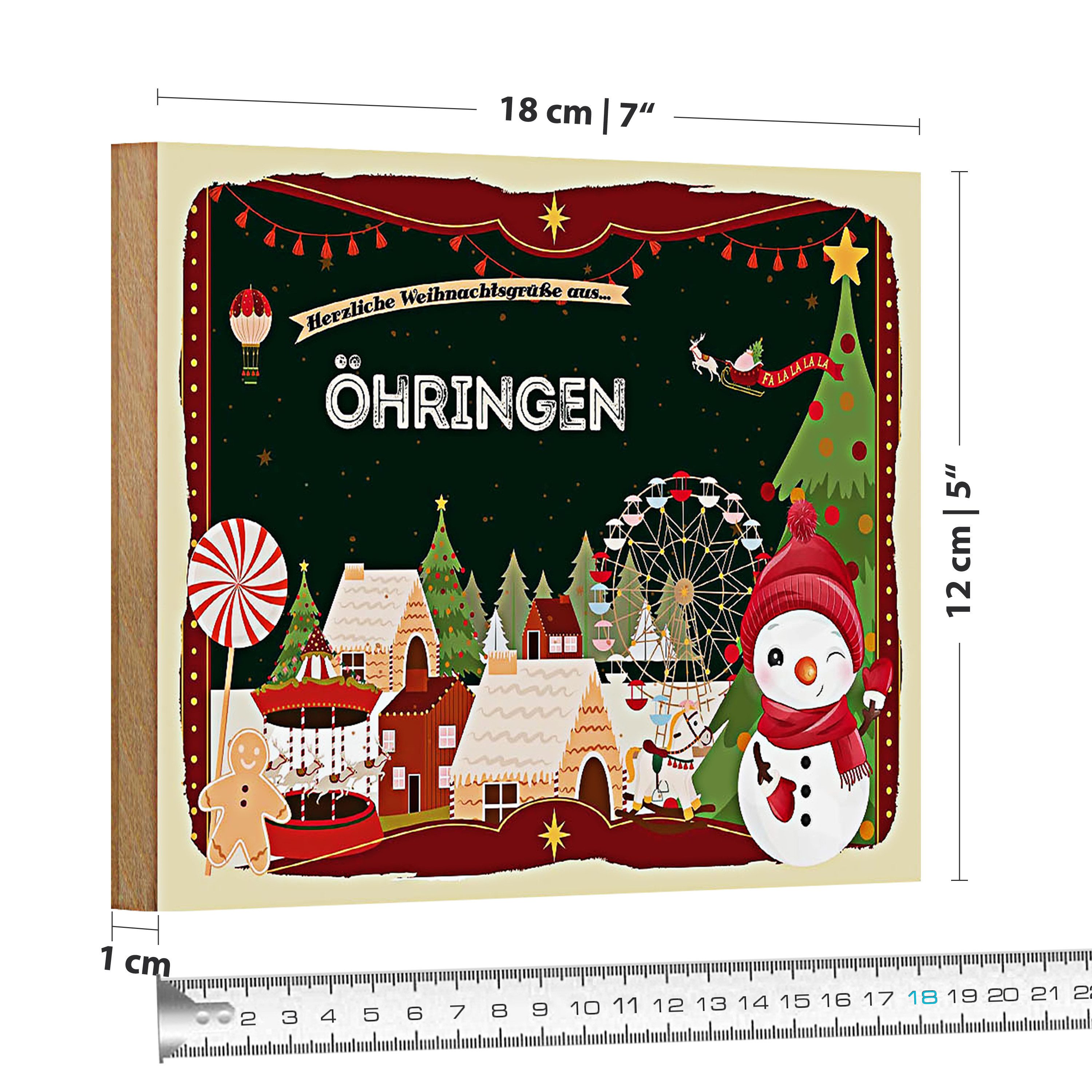 Roomando Holzbild Weihnachten Grüße ÖHRINGEN 18x12cm