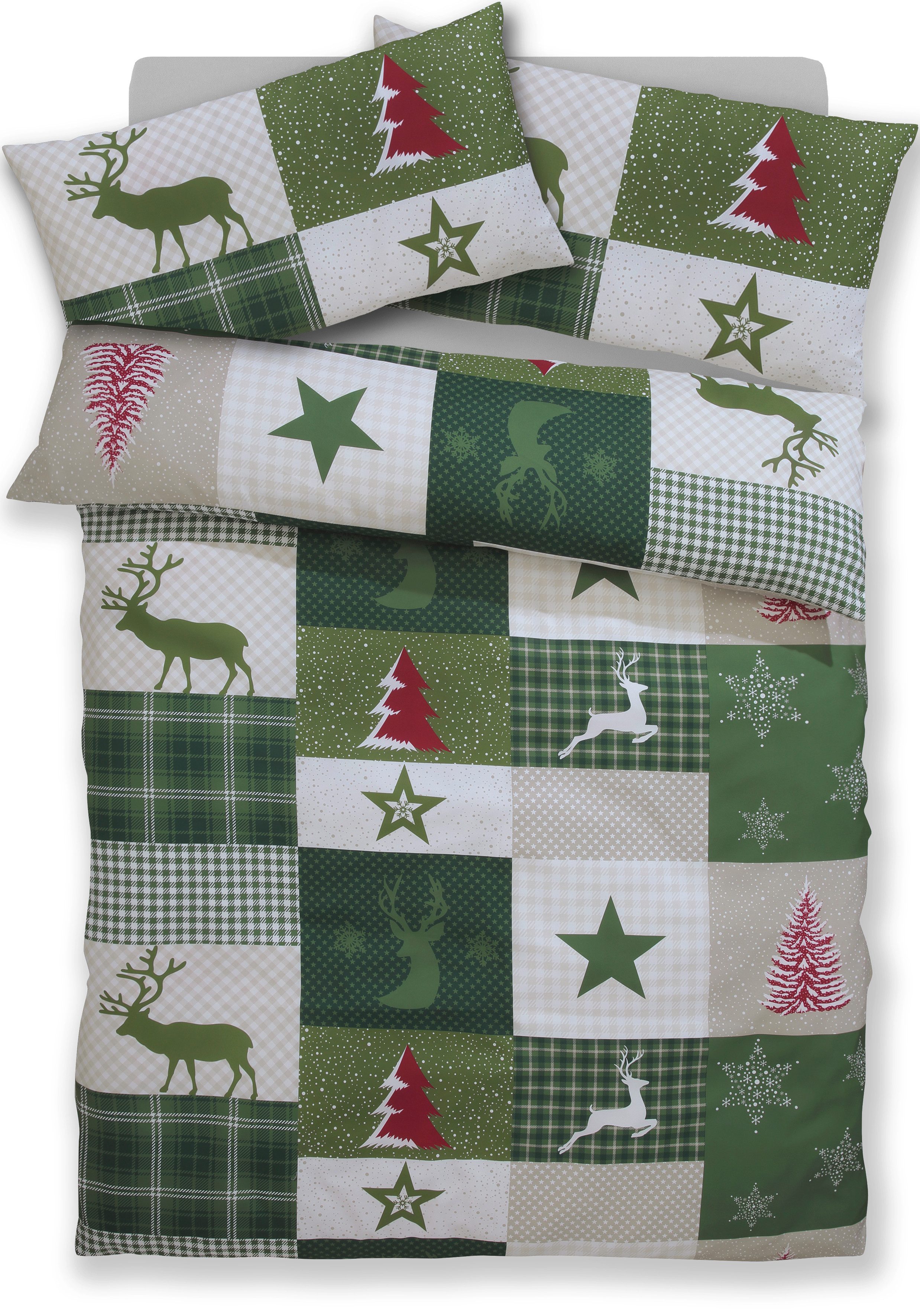 OTTO home Bettwäsche Nicholas, Microfaser, 2 teilig, Weihnachtsbettwäsche, Winter, in 3 Qualitäten verfügbar