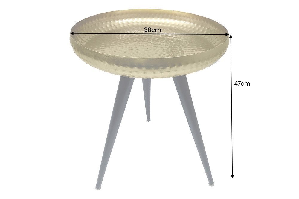 riess-ambiente Beistelltisch ORIENT 50cm messing gold / schwarz · Wohnzimmertisch aus Metall (Einzelartikel, 1-St), orientalischer Teetisch · rund · handmade · Hammerschlag Design. € 29,95