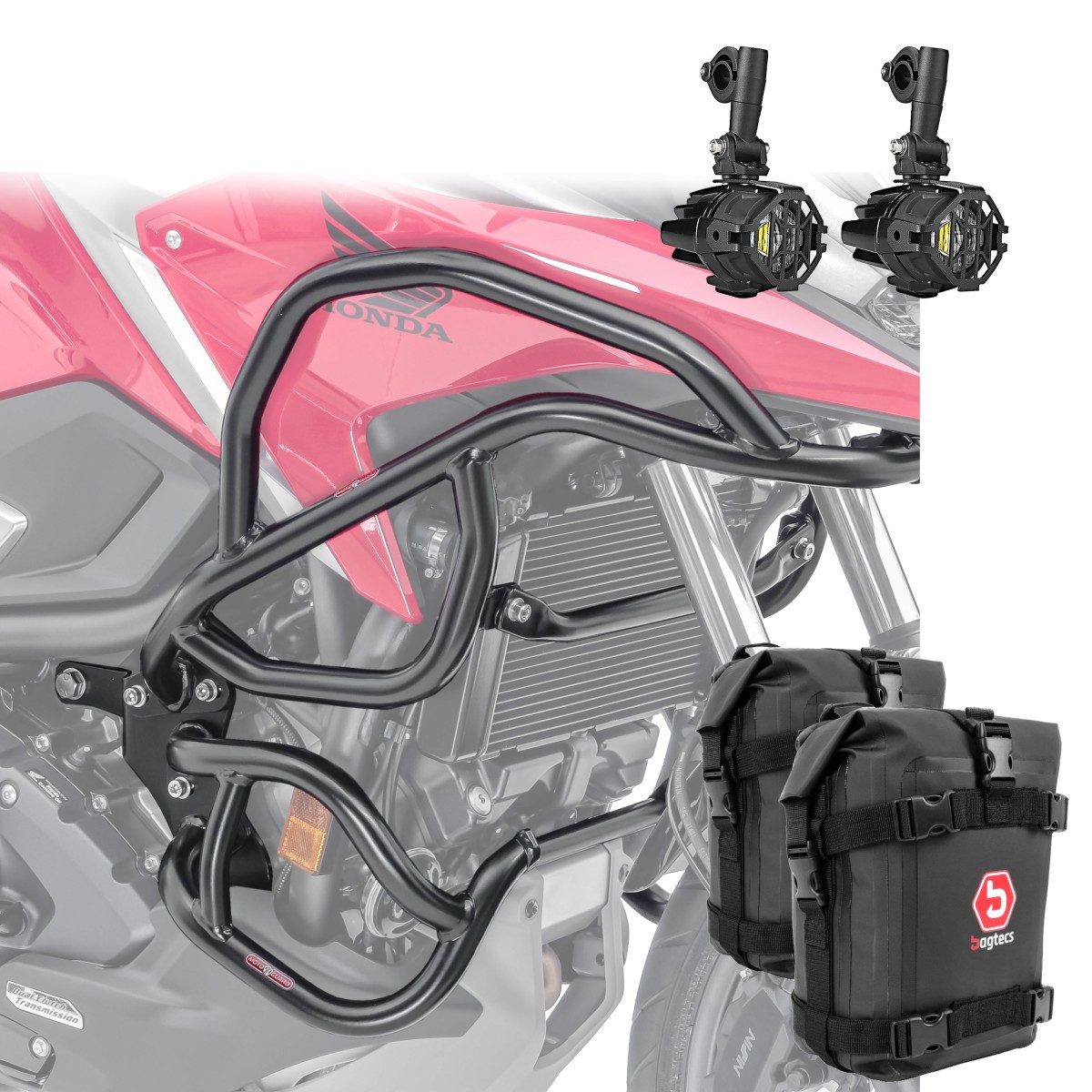 Motoguard Motor-Schutzhülle Set Sturzbügel + Scheinwerfer für Honda NC 750 X 21-24 +K3 blk