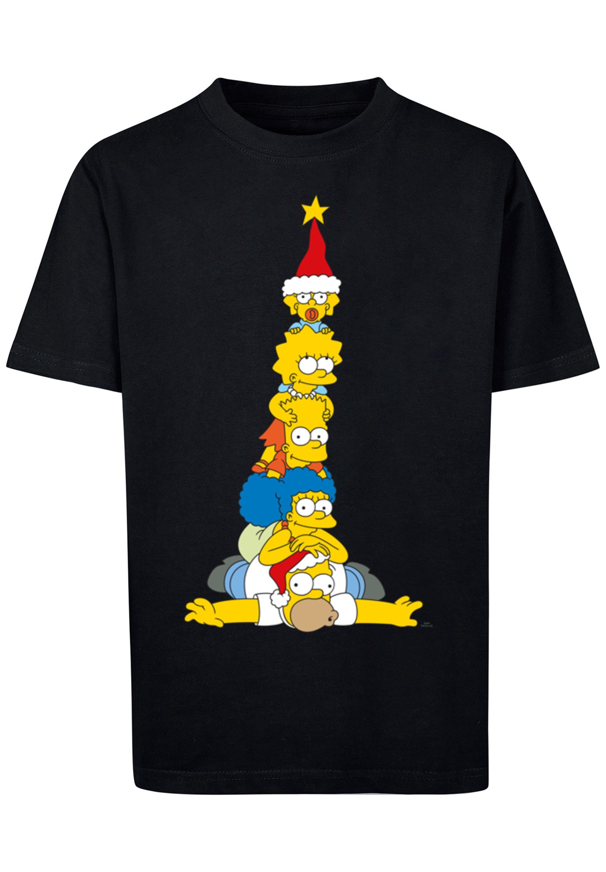 T-Shirt F4NT4STIC Print The Christmas schwarz Family Simpsons Weihnachtsbaum
