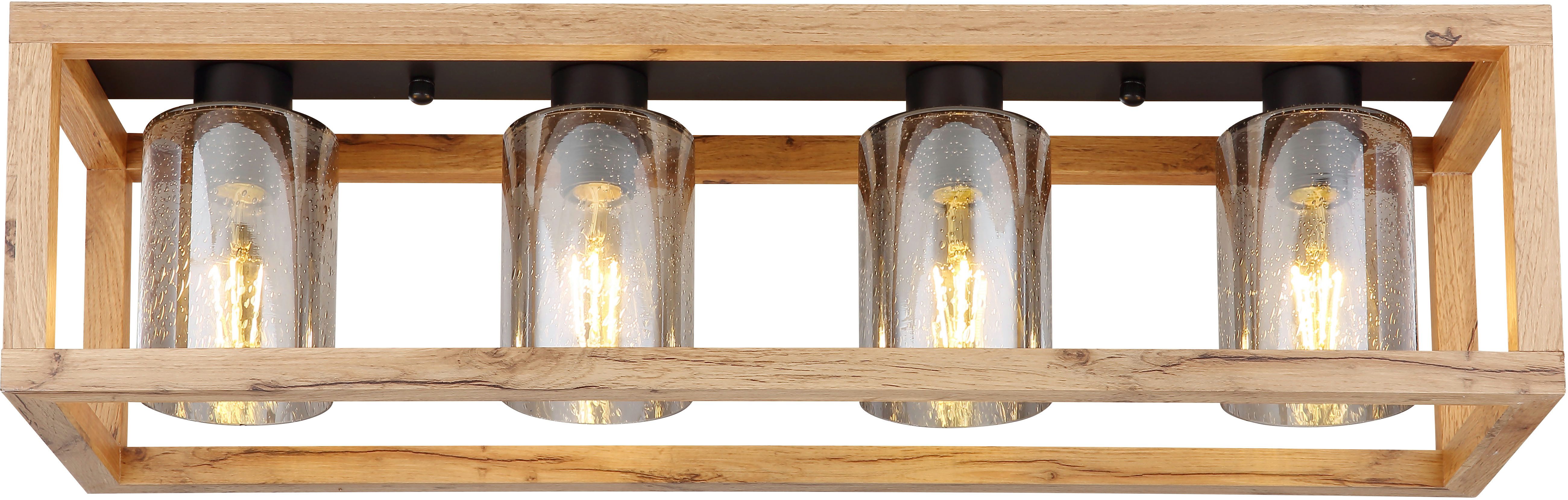 GLOBO LIGHTING Deckenleuchte PETTEY, ohne Leuchtmittel, Deckenlampe/Glas rauchfarben/Essbereich/Wohnzimmer