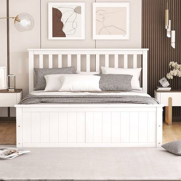 REDOM Holzbett Doppelbett mit Lattenrost und Stauraum für Kinder (Weiß, 140x200cm), Erwachsene, einfach zu montieren