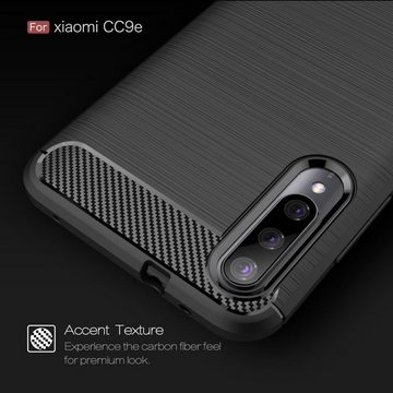 König Design Handyhülle Xiaomi Mi A3, Xiaomi Mi A3 Handyhülle Carbon Optik Backcover Schwarz