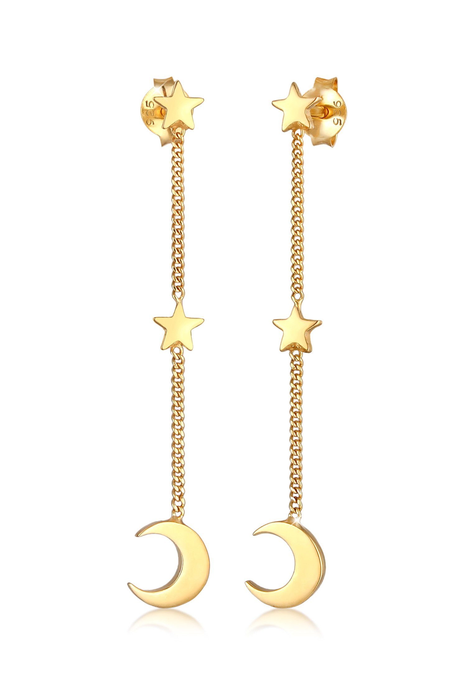 Elli Paar Ohrhänger Ohrhänger Stern Halbmond Astro 925 Silber, Astro, Halbmond, Sterne Gold | Ohrhänger