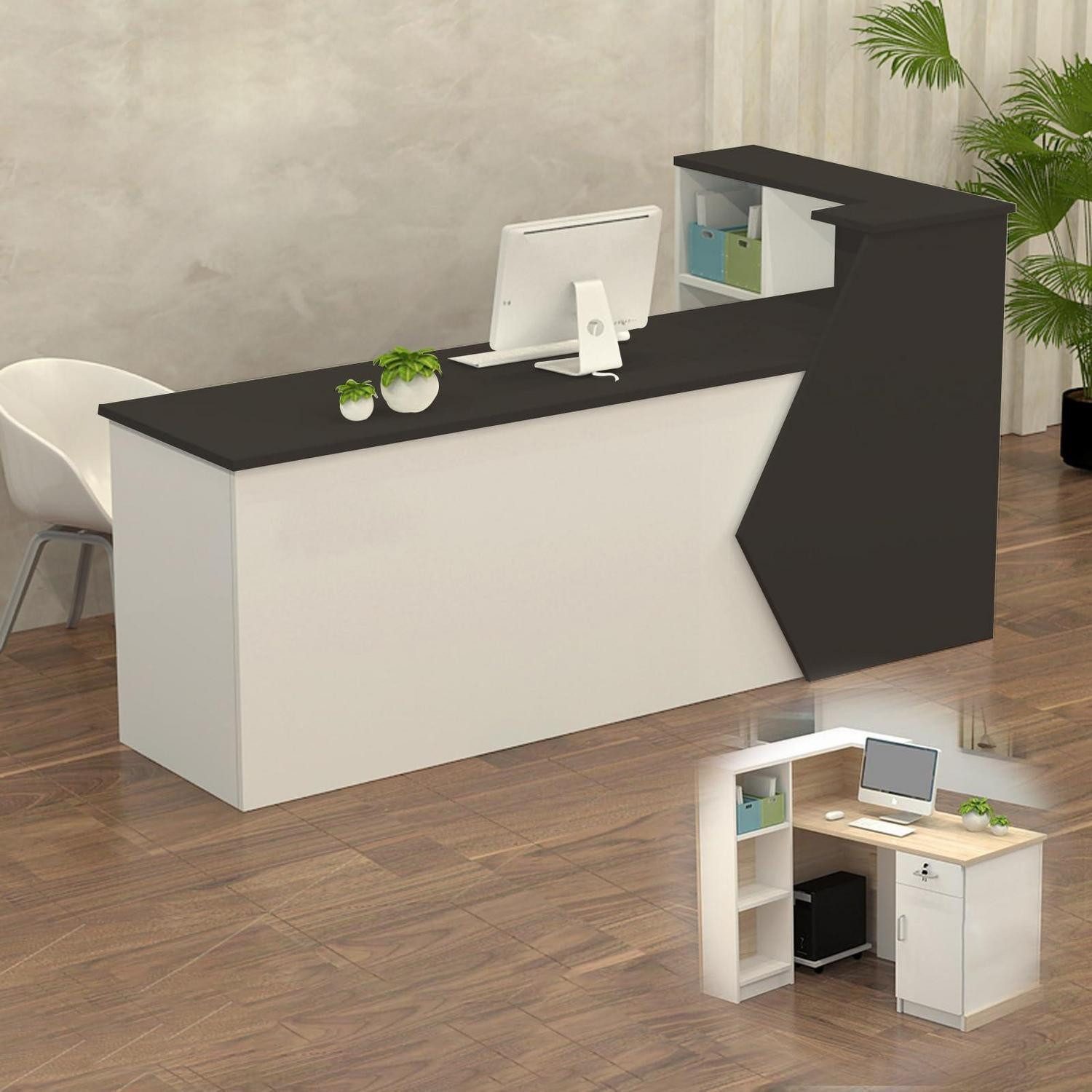 LuxusKollektion Empfangstheke Empfangstheke Verkaufstresen Schwarz + Weiß (Oben Links) 100x60x100cm