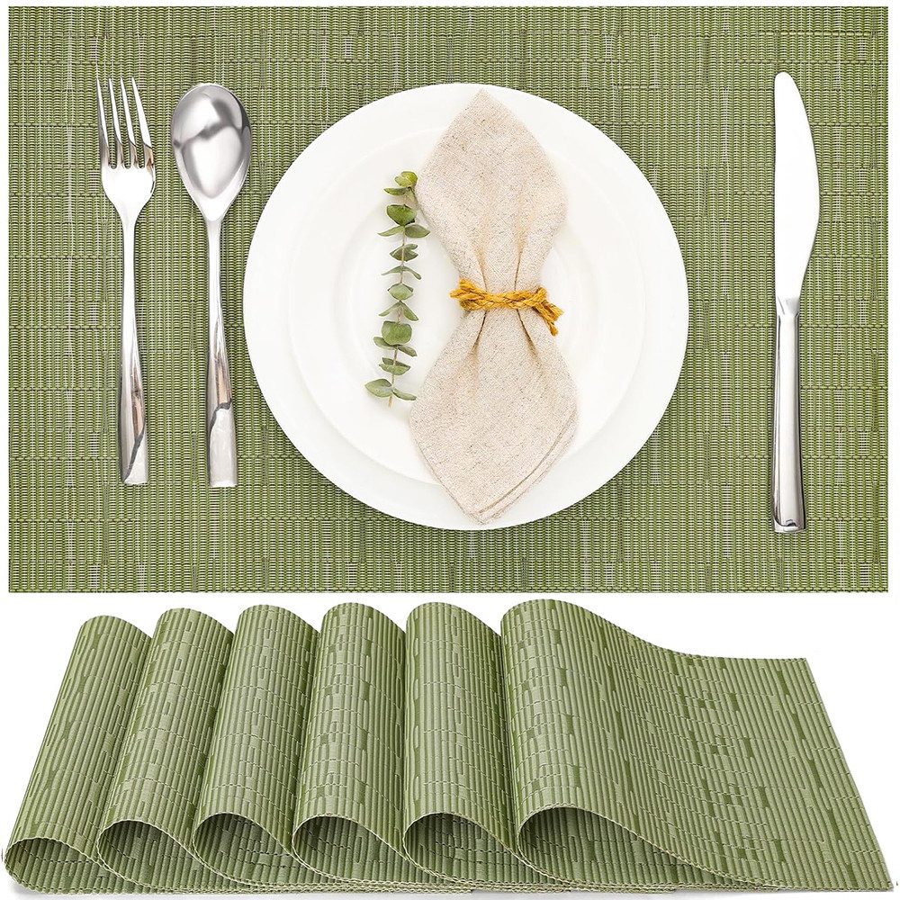 TUWENA Platzset Tischsets Abwaschbar 6er Set, Rutschfest Hitzebeständig Platzdeckchen, Vinyl Platzdeckchen für Küche Speisetisch Hotel, Platzmatten 30x43.5cm