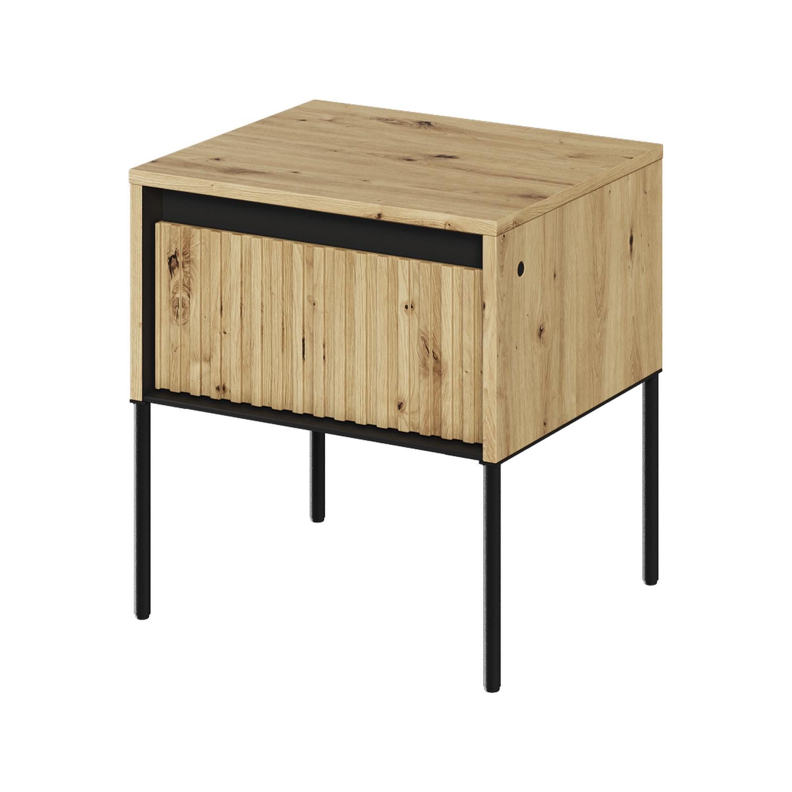 HAUSELEMENT Nachttisch TREND TR-10, mit Schublade LED-Beleuchtung Nachtschrank 46 cm Nachtkonsole
