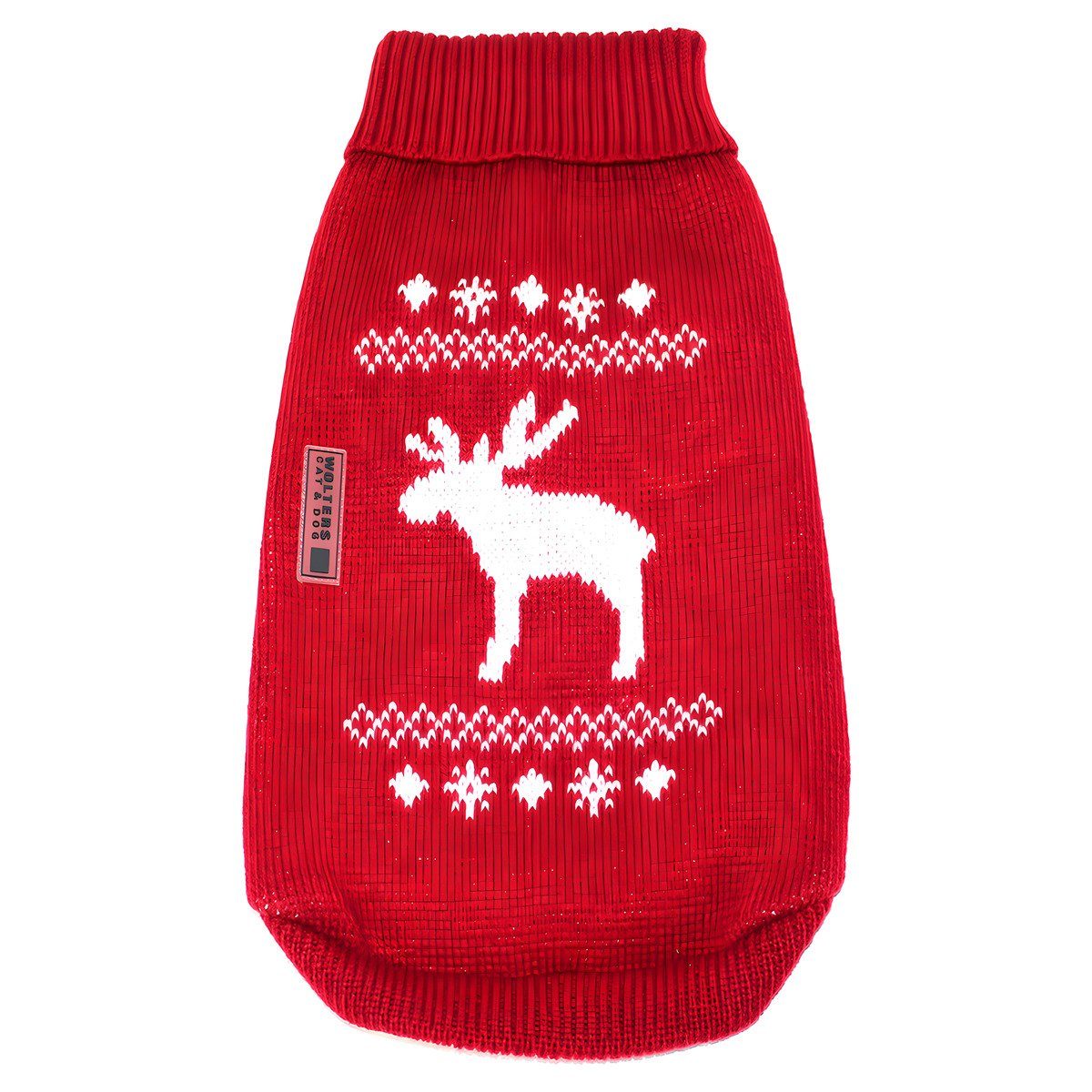 Wolters Hundepullover Strickpullover Elch für Mops & Co. rot/weiß