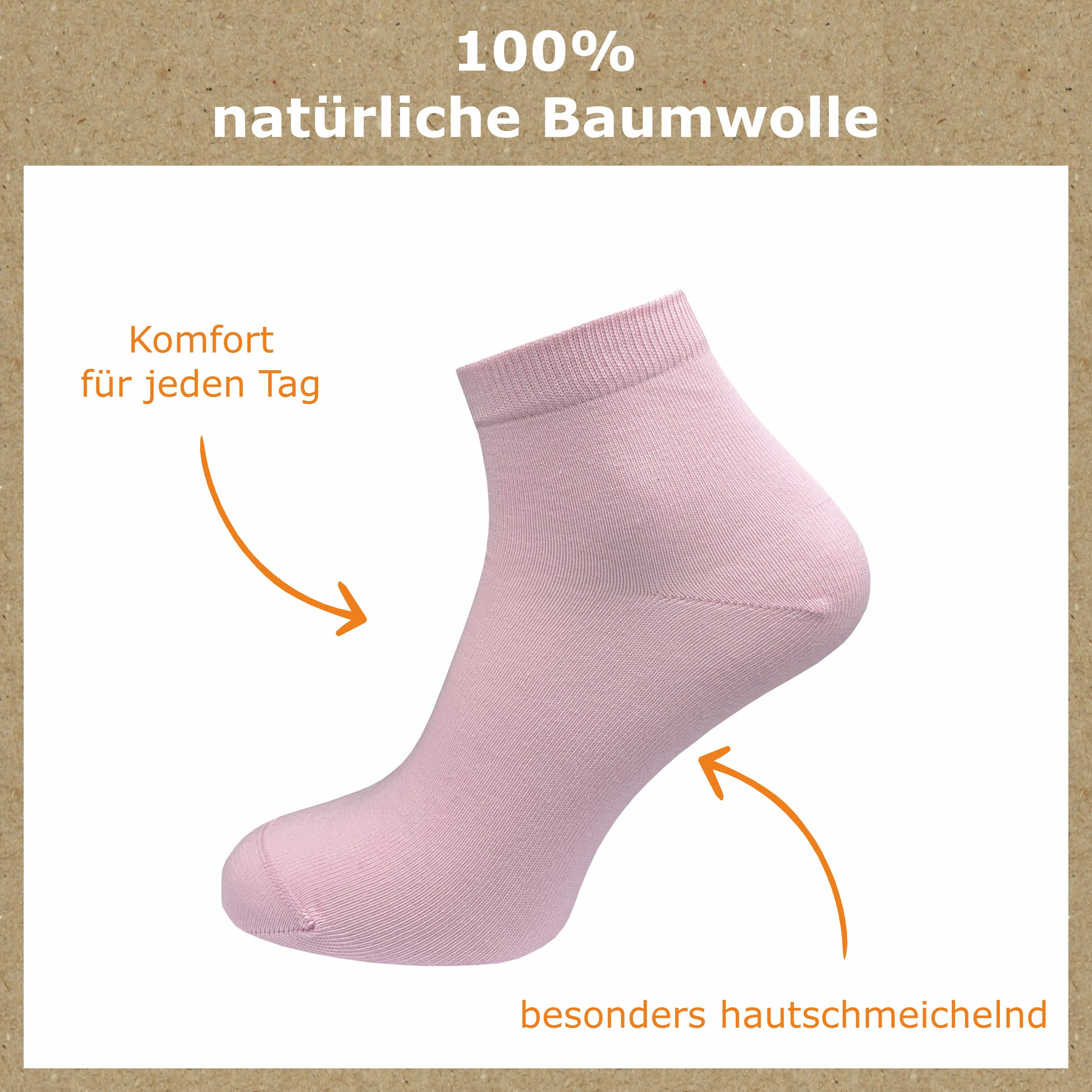 GAWILO Kurzsocken aus 100% reiner Baumwolle - Quartersocken für Damen (6-Paar) Schaft etwas länger als beim Sneaker - daher kein verrutschen
