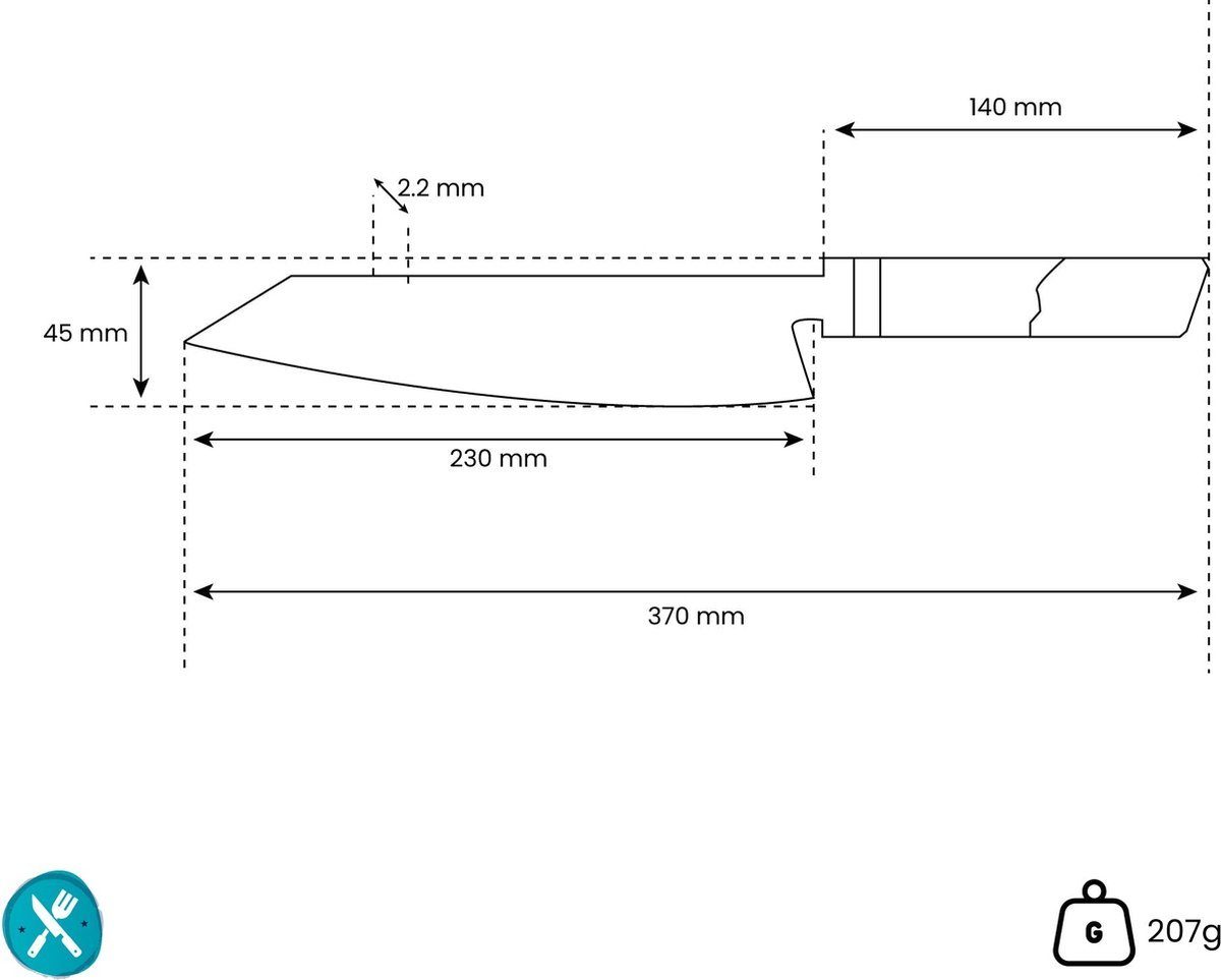 Handgefertigt ins Damastmesser Emerald, cm - 23 Grün - Messer Damastmesser Japan Kochmesser bis Japanisches Detail Shinrai