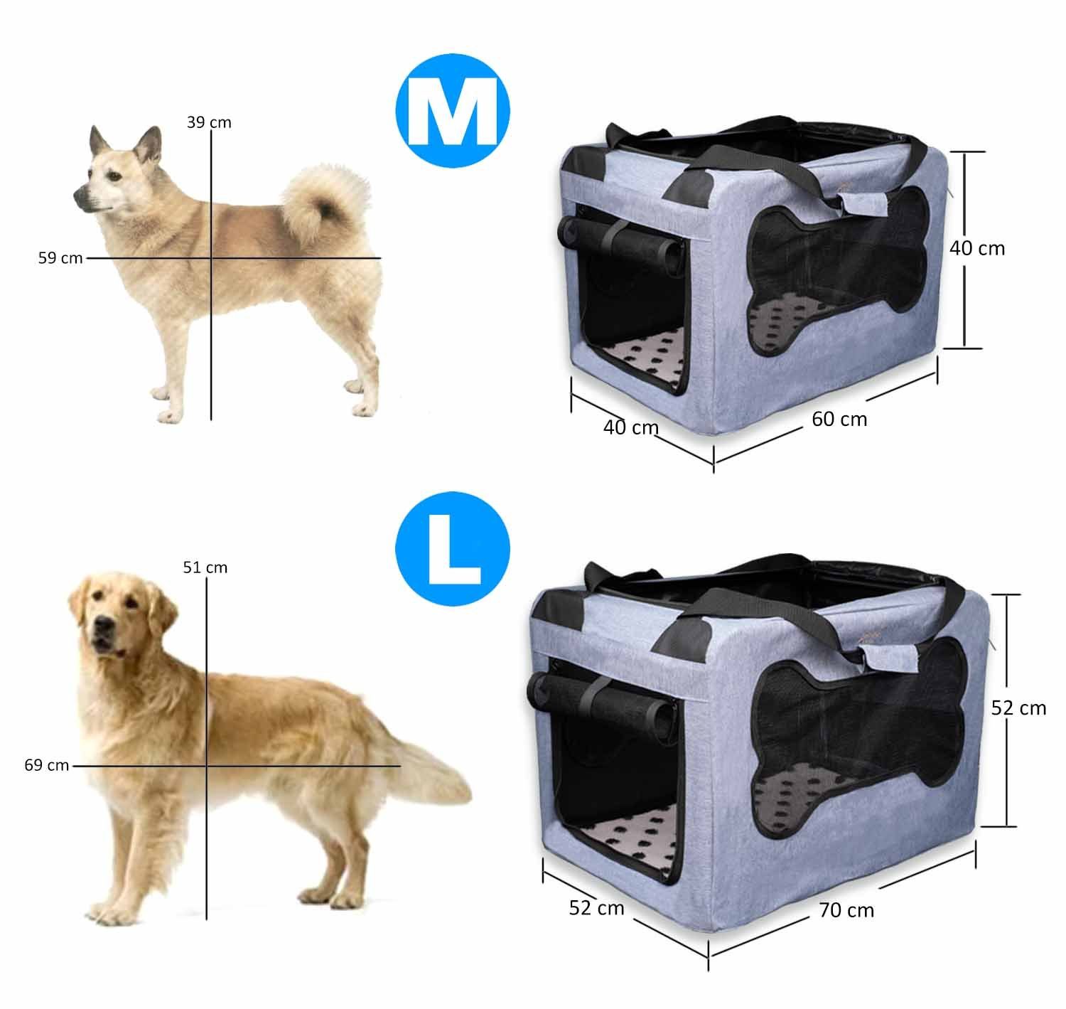 Thumbnail - Abistab Pets Tiertransportbox Tiertransportasche faltbar Größe M/L bis 10,00 kg, blau Hundetransportbox robuste Atmungsa...