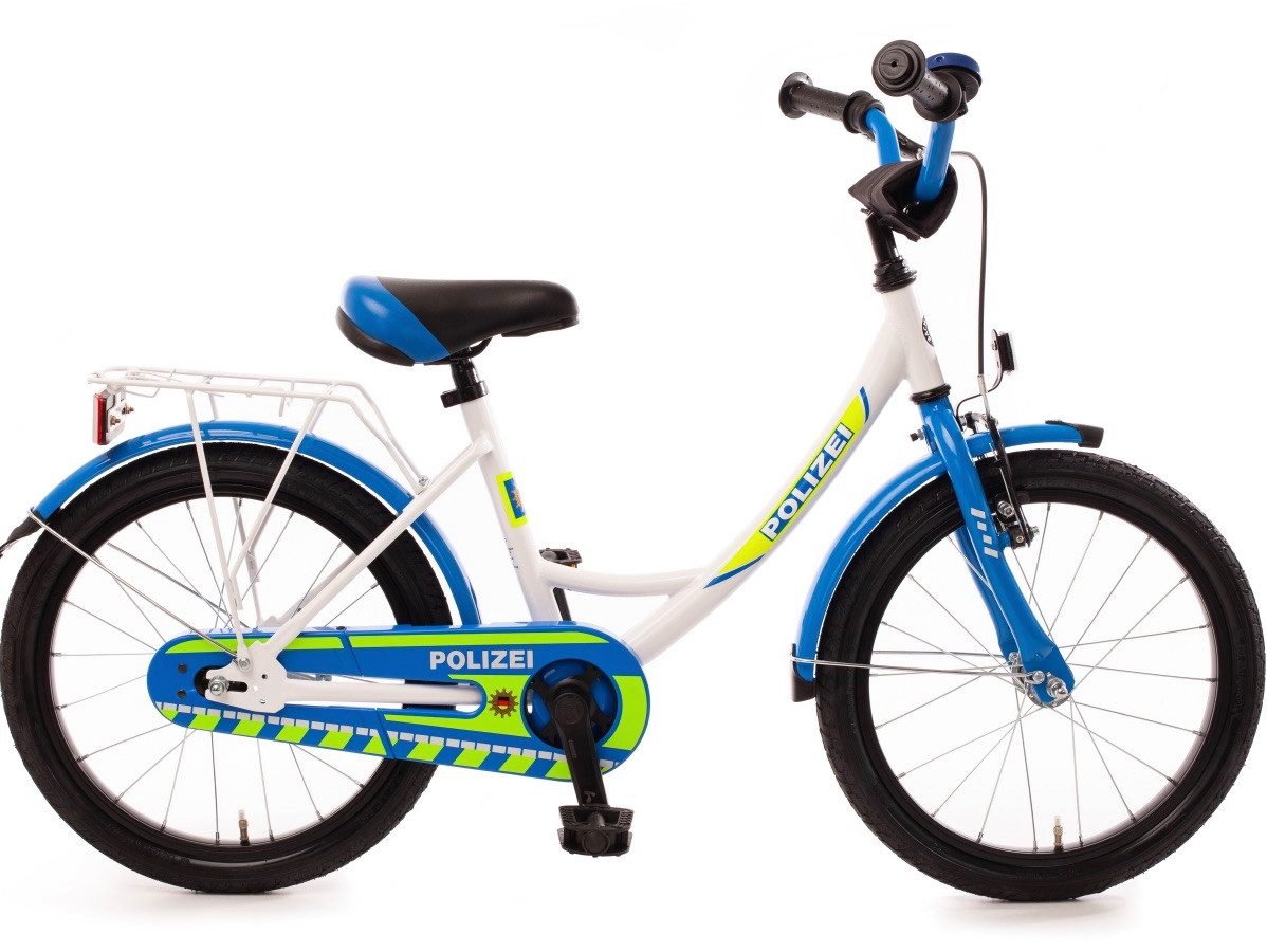 Bachtenkirch Kinderfahrrad 16 Zoll Polizei Fahrrad mit Rücktrittbremse, 1 Gang