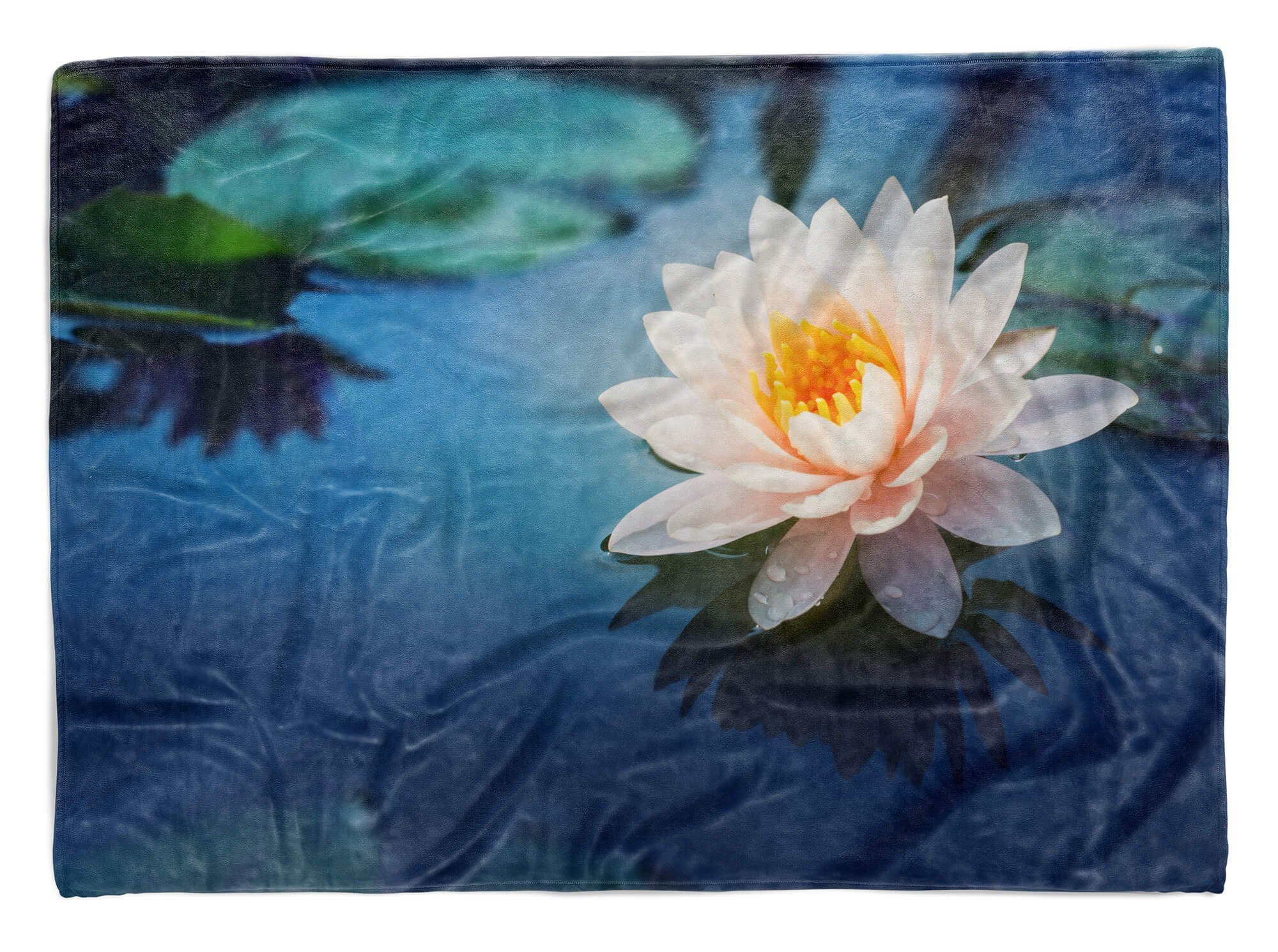 Sinus Fotomotiv (1-St), Handtuch Blüte, Art Strandhandtuch Handtuch Handtücher Saunatuch Lotus Blume mit Kuscheldecke Baumwolle-Polyester-Mix