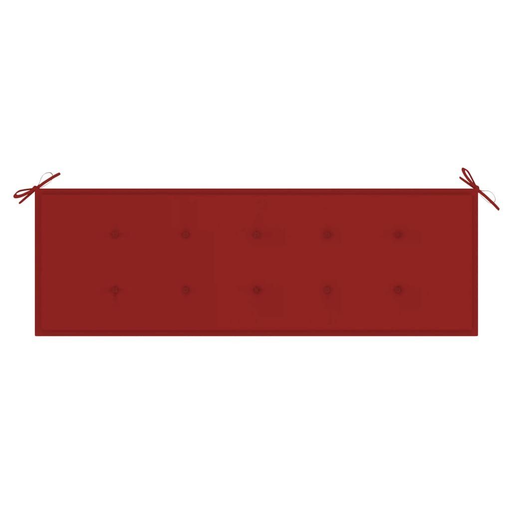 vidaXL Gartenbank Batavia-Gartenbank 150 Auflage | cm Roter Massivholz mit Teak Rot (1-St) Rot