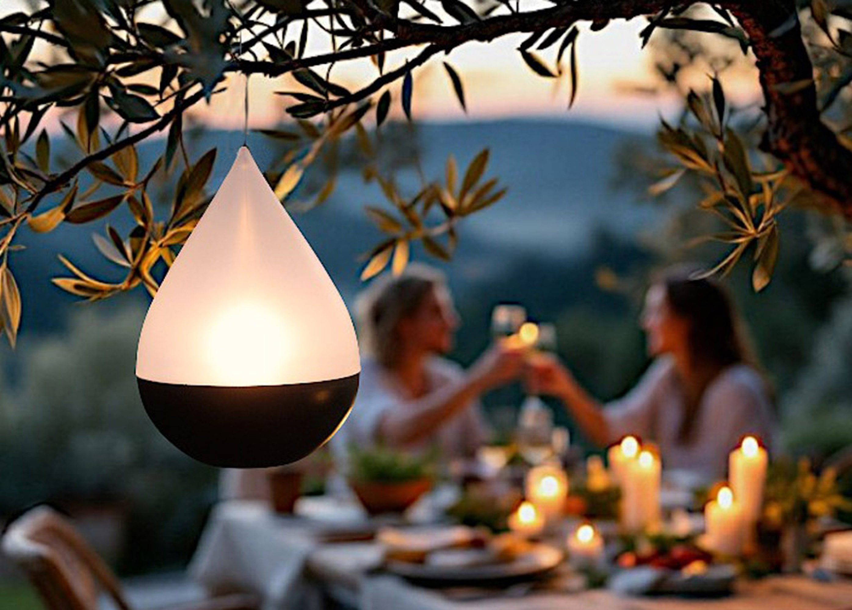 Arnusa LED Solarleuchte Gartenlampe Tropfen 3er Set Laterne Solar Tischleuchte hängend, Dämmerungssensor, LED fest integriert, Warm-Weiß, zum Aufhängen oder Stellen