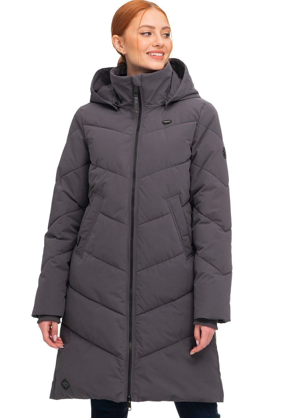 Ragwear Steppjacke REBELKA Winter-Stepp-Longmantel DARK GREY | Übergangsjacken