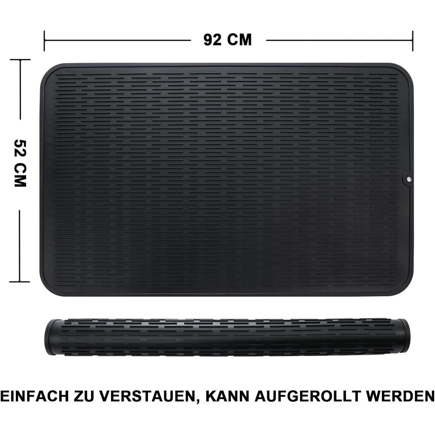 LuxusKollektion Abtropfmatte Abtropfmatte Silikon Geschirr 92x52cm BPAfrei Schwarz 92 x 52 cm