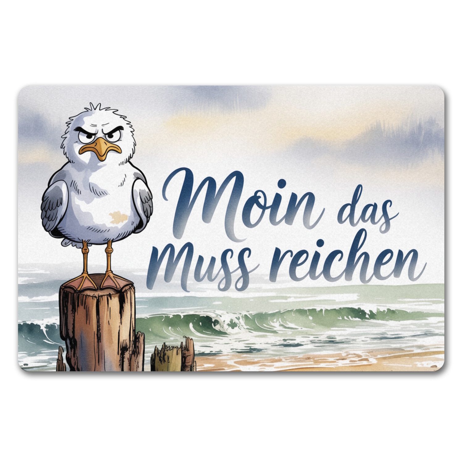 speecheese Fußmatte Möwe Aquarell Moin Spruch Fußmatte in 40x60 cm ohne Rand für