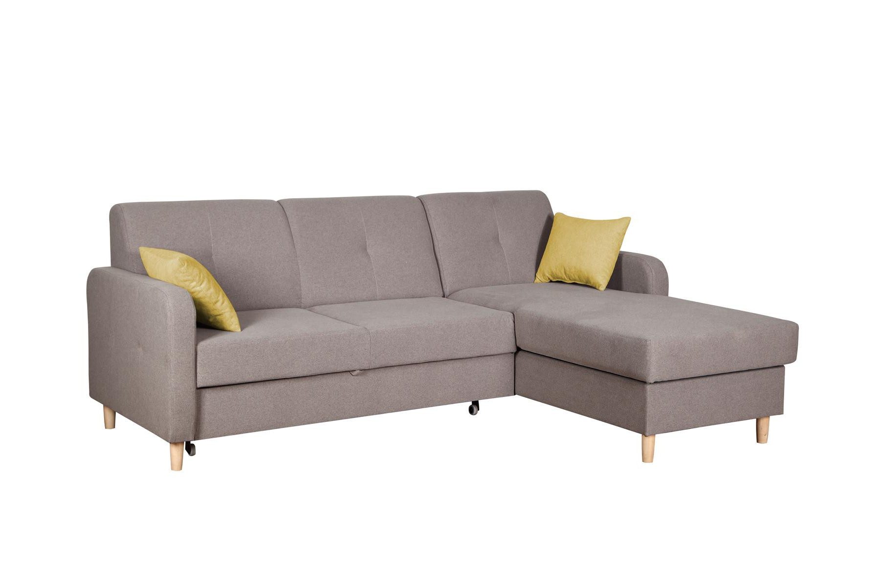 Ecksofa L-förmiges Sofa in Grau mit Bettfunktion und modernem Design