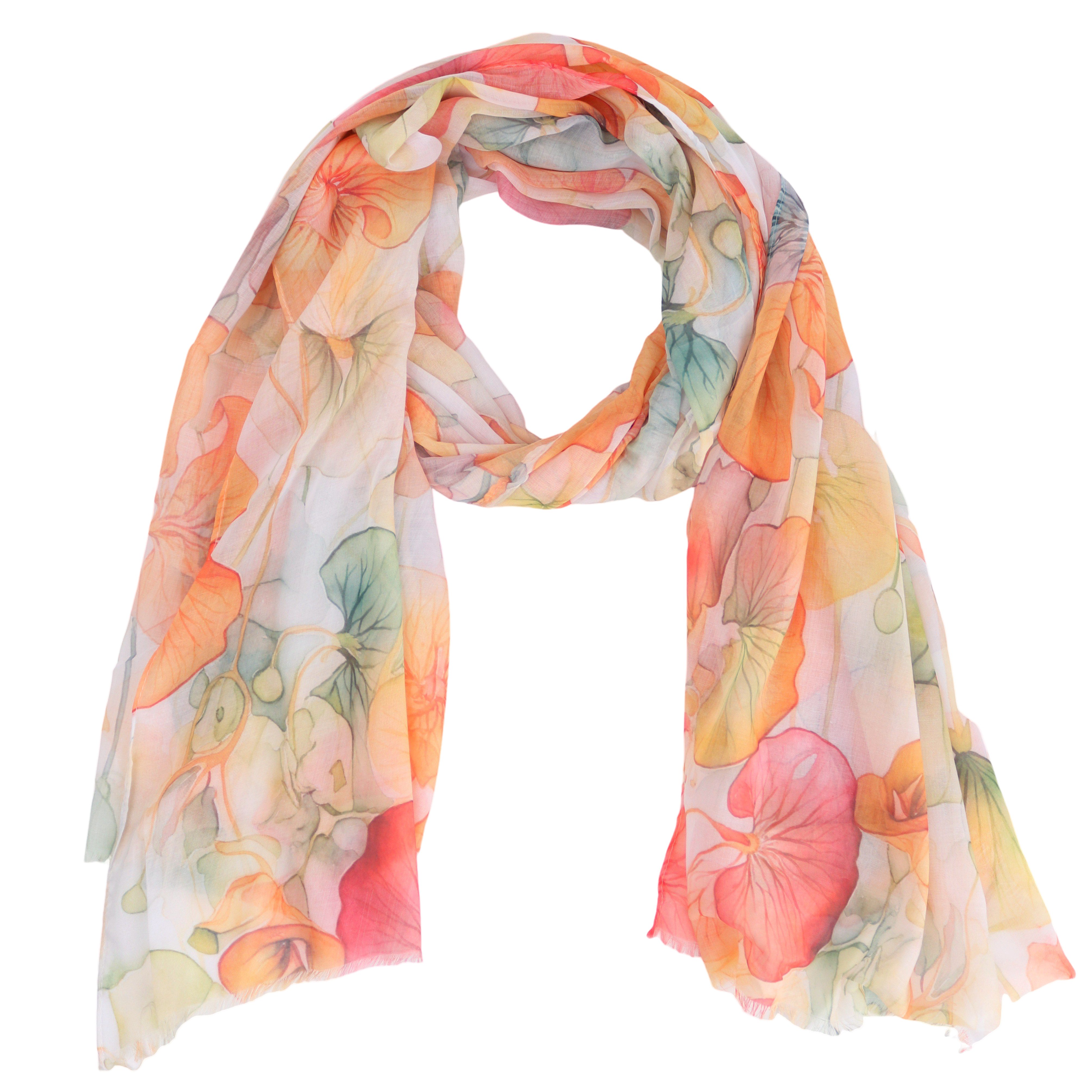 MIRROSI Modeschal Weicher & Leicht Großes Schal, ca.75x180cm, Lotus Print, (aus 100% Viskose, Atemberaubende Designs), Damen Halstuch Stola ideal für Frühling, Sommer und Herbst