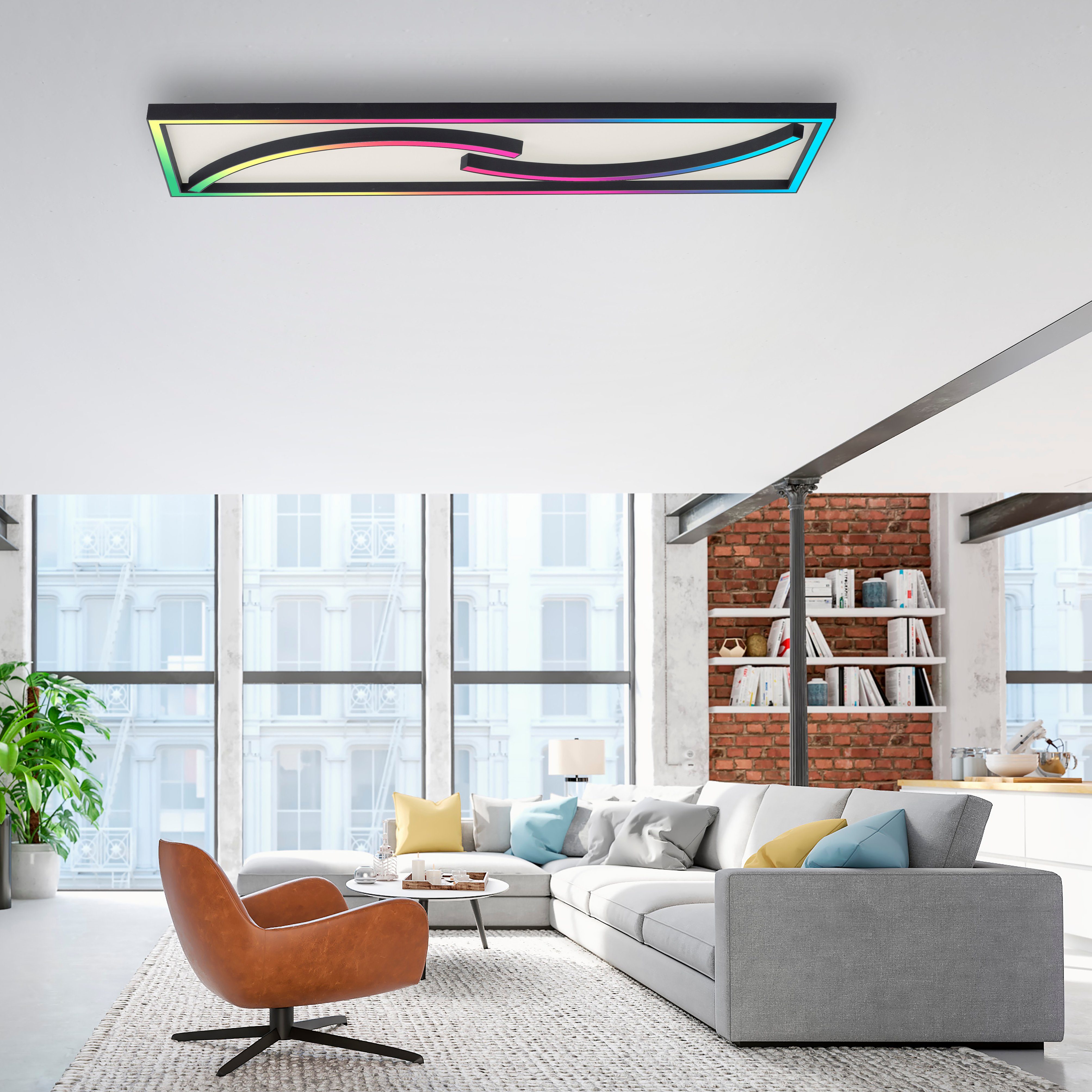 Paul Neuhaus Deckenleuchte LED Funk über inkl. kaltweiß, warmweiß Fernbedienung, SERPENT, - integriert, RGB-Rainbow, - fest LED, CCT dimmbar