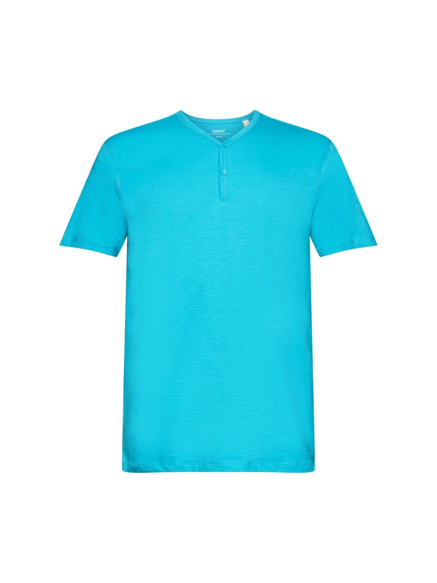 Esprit T-Shirt Henley-Shirt aus (1-tlg) Slub Jersey AQUA GREEN