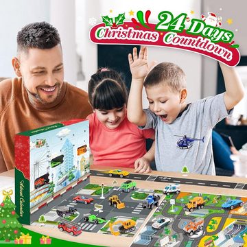 XDeer Spielzeug-Adventskalender Weihnachtskalender für Jungs,Autos Spiele ab 2-7 Geschenk, 24 Stk vielschiedene Überraschungen,Geschenk für Kinder