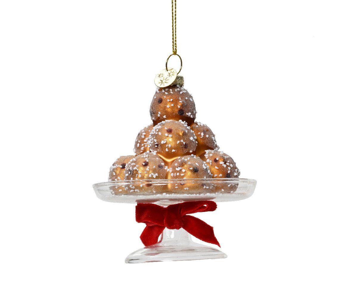 Kaemingk Christbaumschmuck, Christbaumschmuck Glas Pralinen auf Tortenständer 10cm braun rot