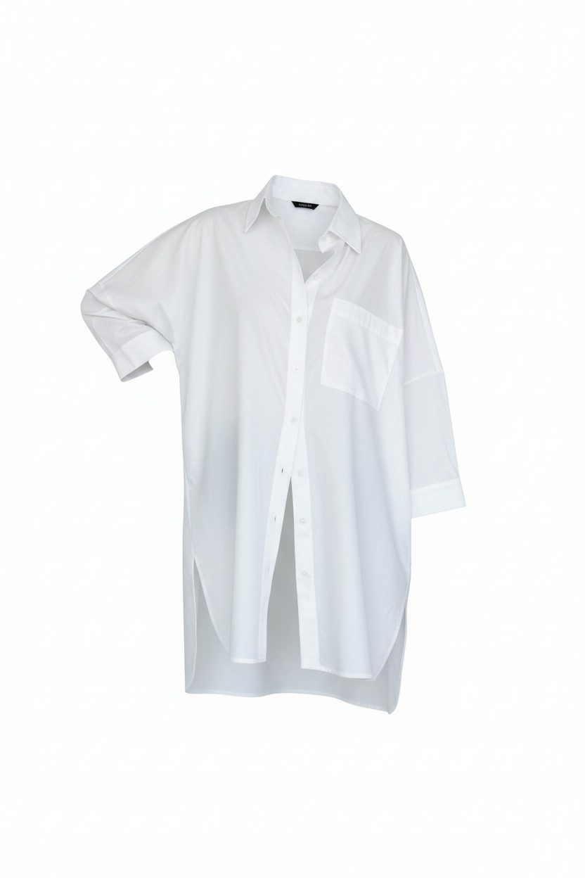 Zuckerwatte Longbluse bequeme A- Linie aus feiner Baumwolle mit Stretchante günstig online kaufen