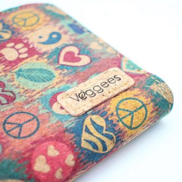 Veggees Geldbörse Veggees Mini Peacie - Kork Geldbörse für Damen klein mit RFID Schutz - Vegane Wallet aus Korkleder - Geldbeutel, Portemonnaie Tierschutz, Vegan, Zero Waste, RFID-Schutz