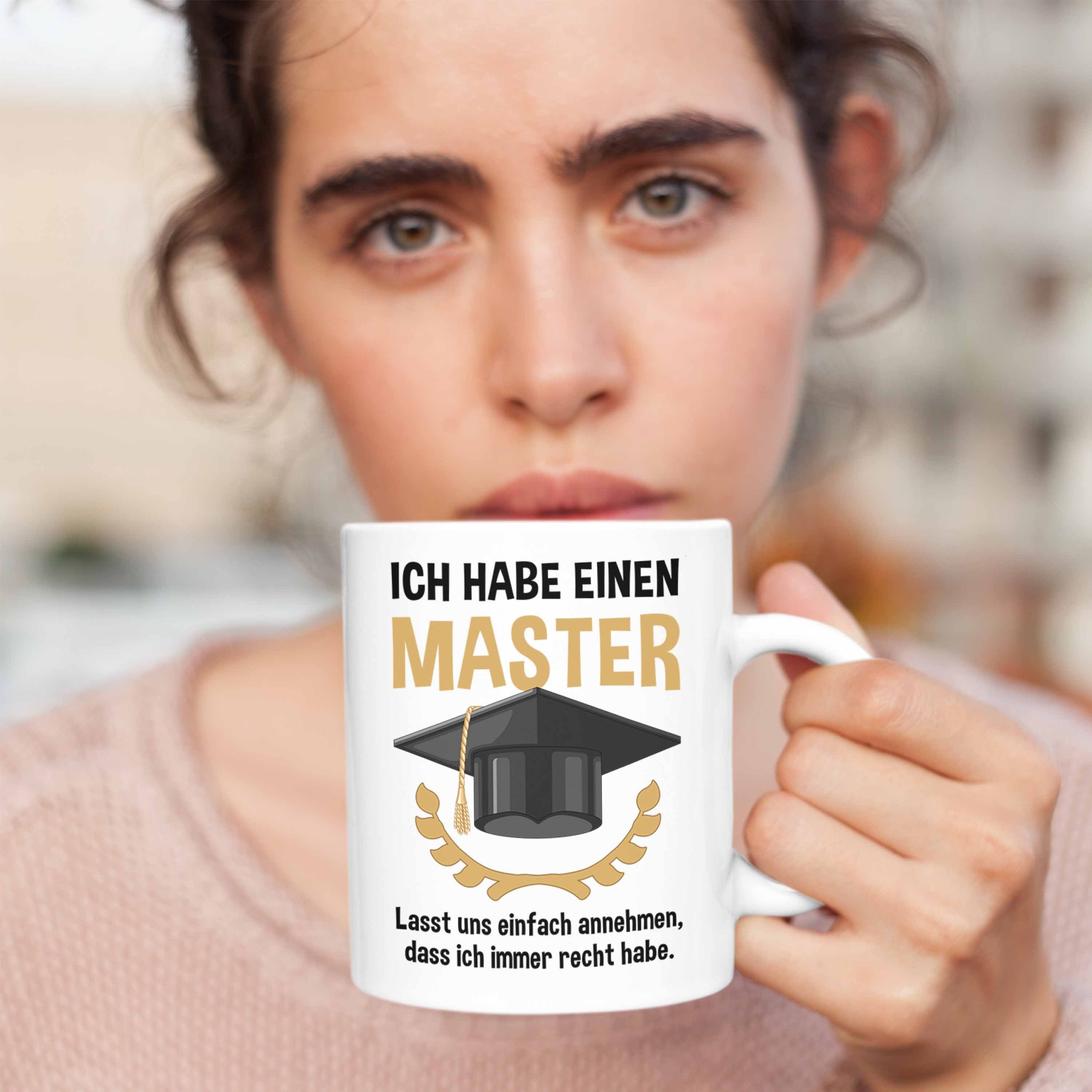 Geschenk Prüfung Masterarbeit Exam Master Tasse Trendation Abschluss - Tasse bestanden Graduation Prüfung Weiss Trendation