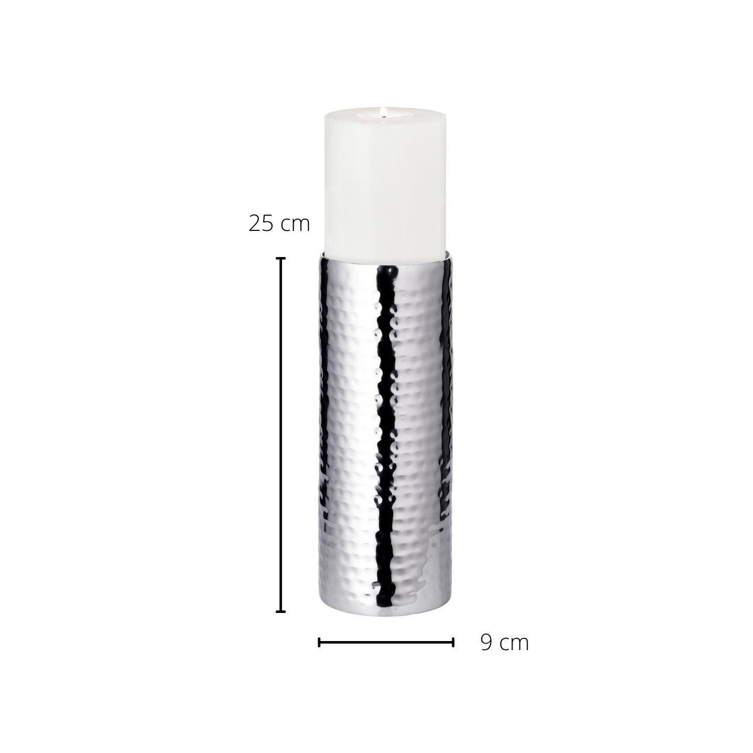 EDZARD Kerzenhalter Agadir, Silber-Optik, Edelstahl, hochglanzpoliert, H 25 cm
