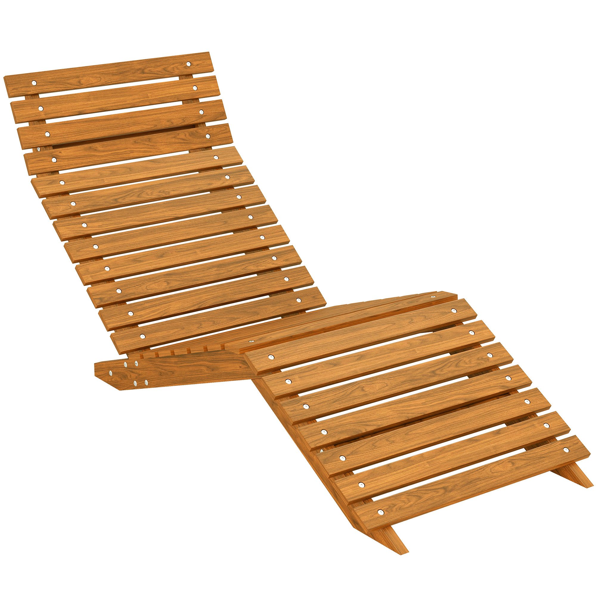 Outsunny Gartenliege für Poolbereich, Balkon, bis 120 kg belastbar, Liegestuhl, 1 St., Sonnenliege, Massivholz, Teak 66L x 170B x 77H cm