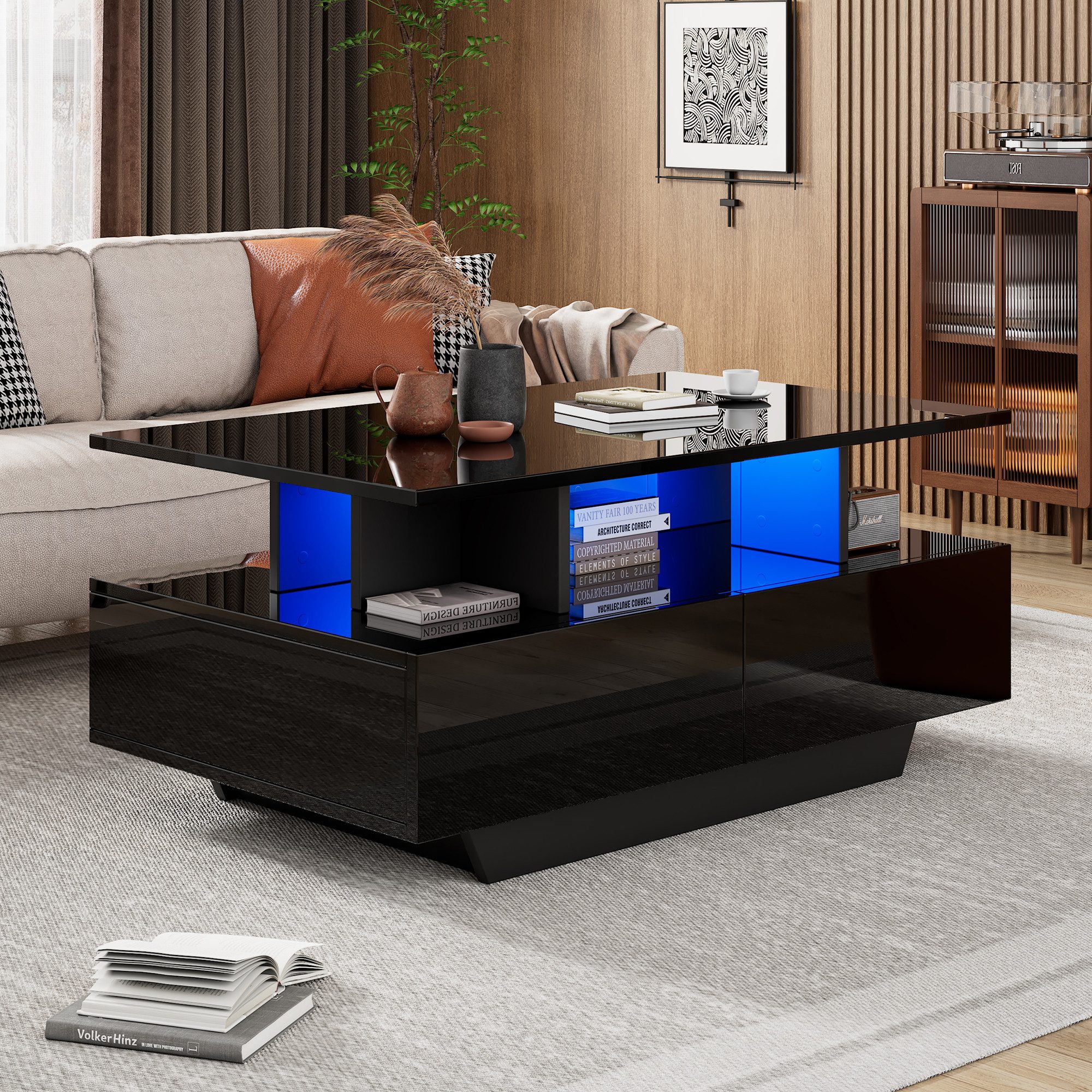 STILVORA Couchtisch Wohnzimmertisch Hochglanz-Beistelltisch Sofatisch mit L günstig online kaufen