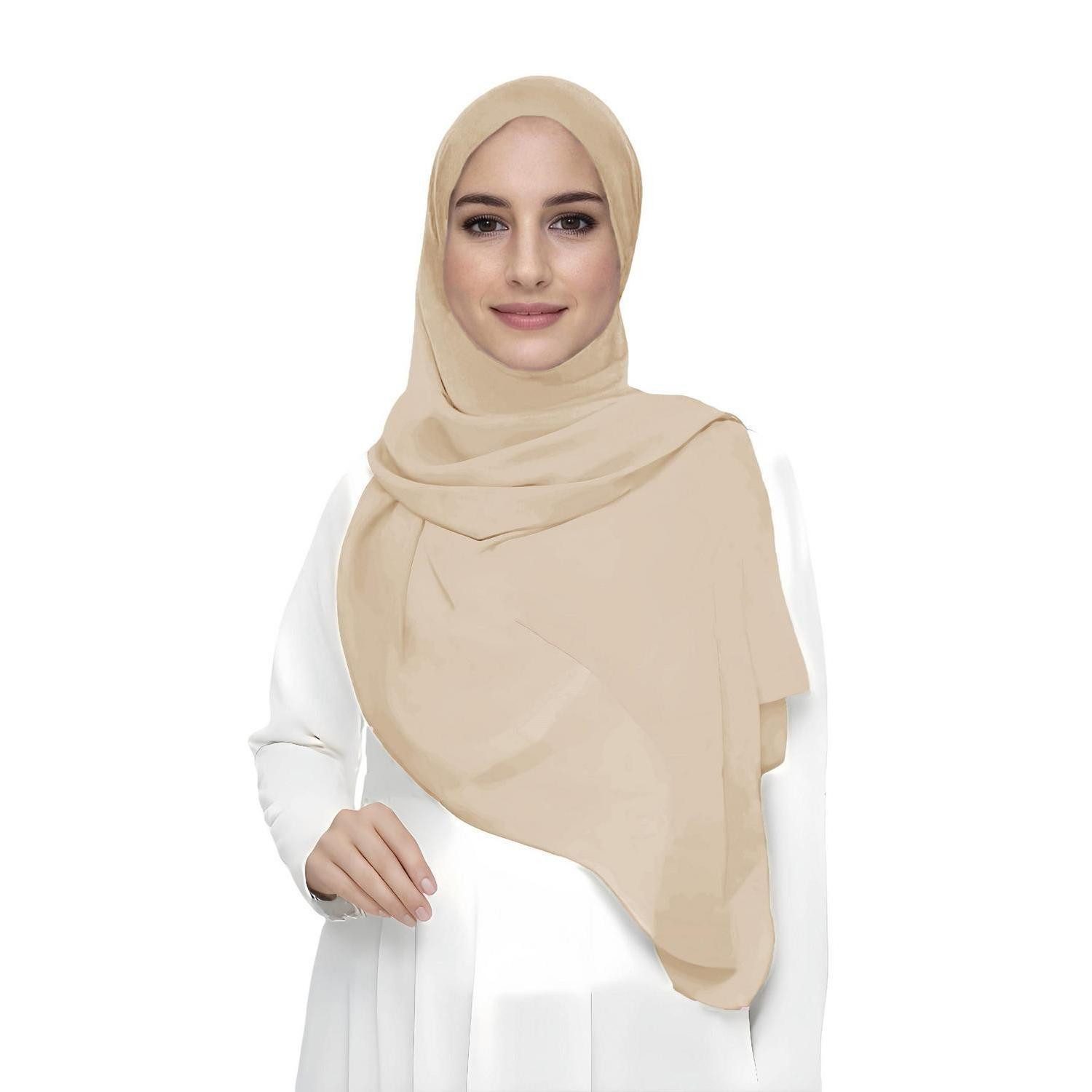 LuxusKollektion Kopftuch Hijab Chiffon Leicht Beige, (1-St)