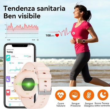 Mingtawn für Herren Damen mit Telefonfunktion Touchscreen IP67 Wasserdichter Smartwatch (1.40 Zoll, Andriod iOS), mit Pulsmesser Schlafmonitor Schrittzähler über 100 Sportmodi