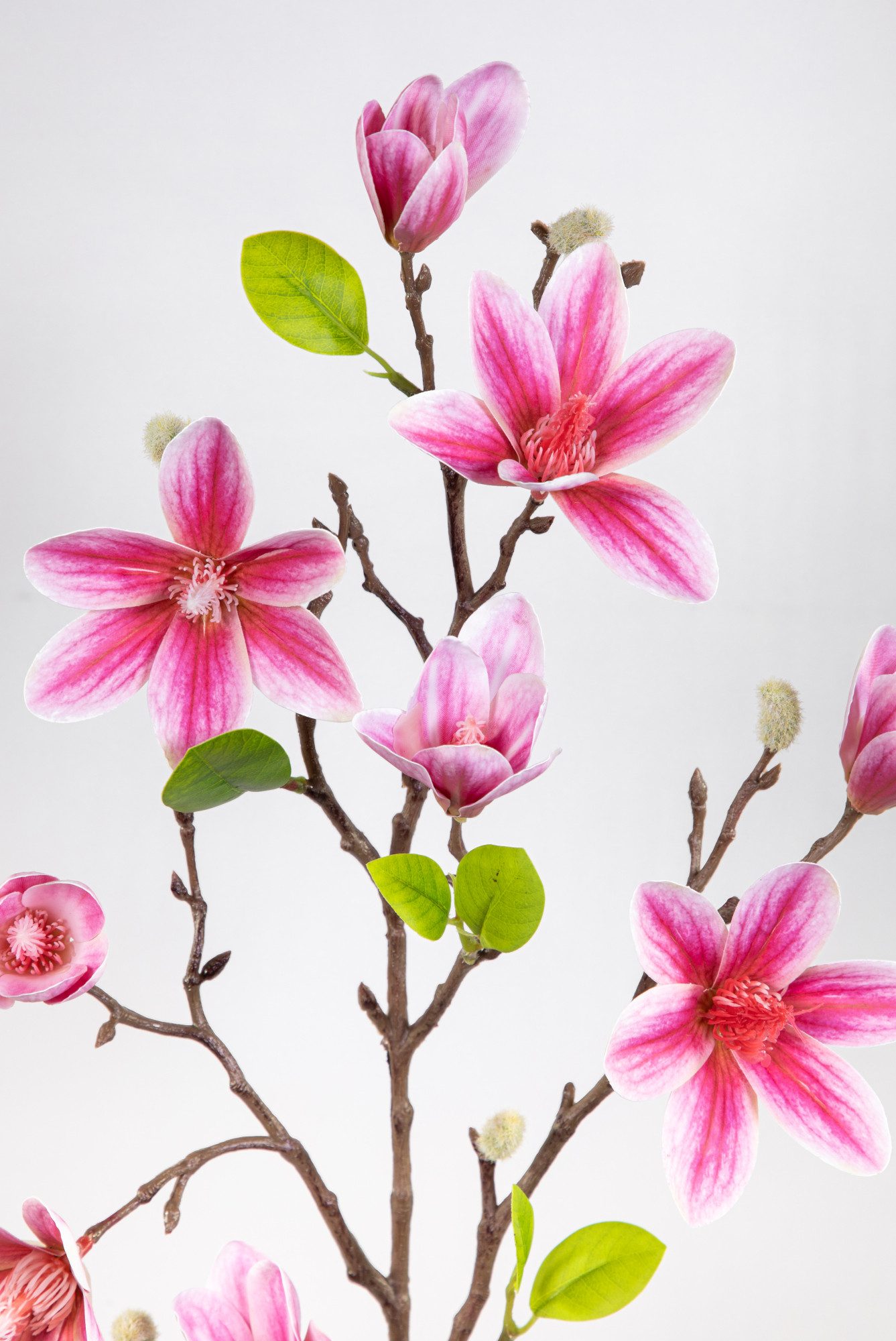Kunstblume Magnolienzweig 82cm weiß GA künstliche Blumen Magnolie, Seidenblumen Roß, Rosa-Pink-Weiß