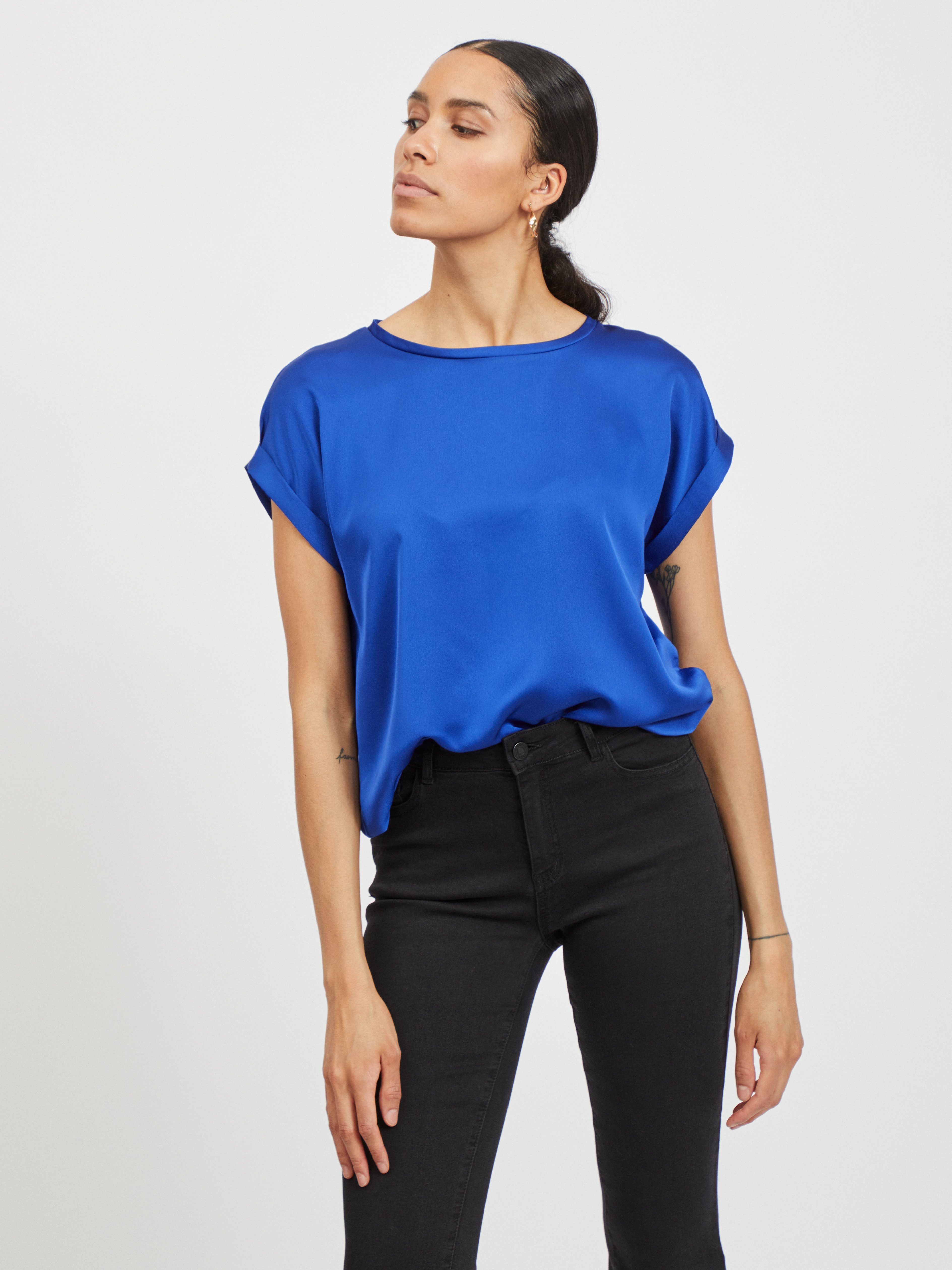 Vila Kurzarmshirt VIELLETTE S/S SATIN TOP günstig online kaufen