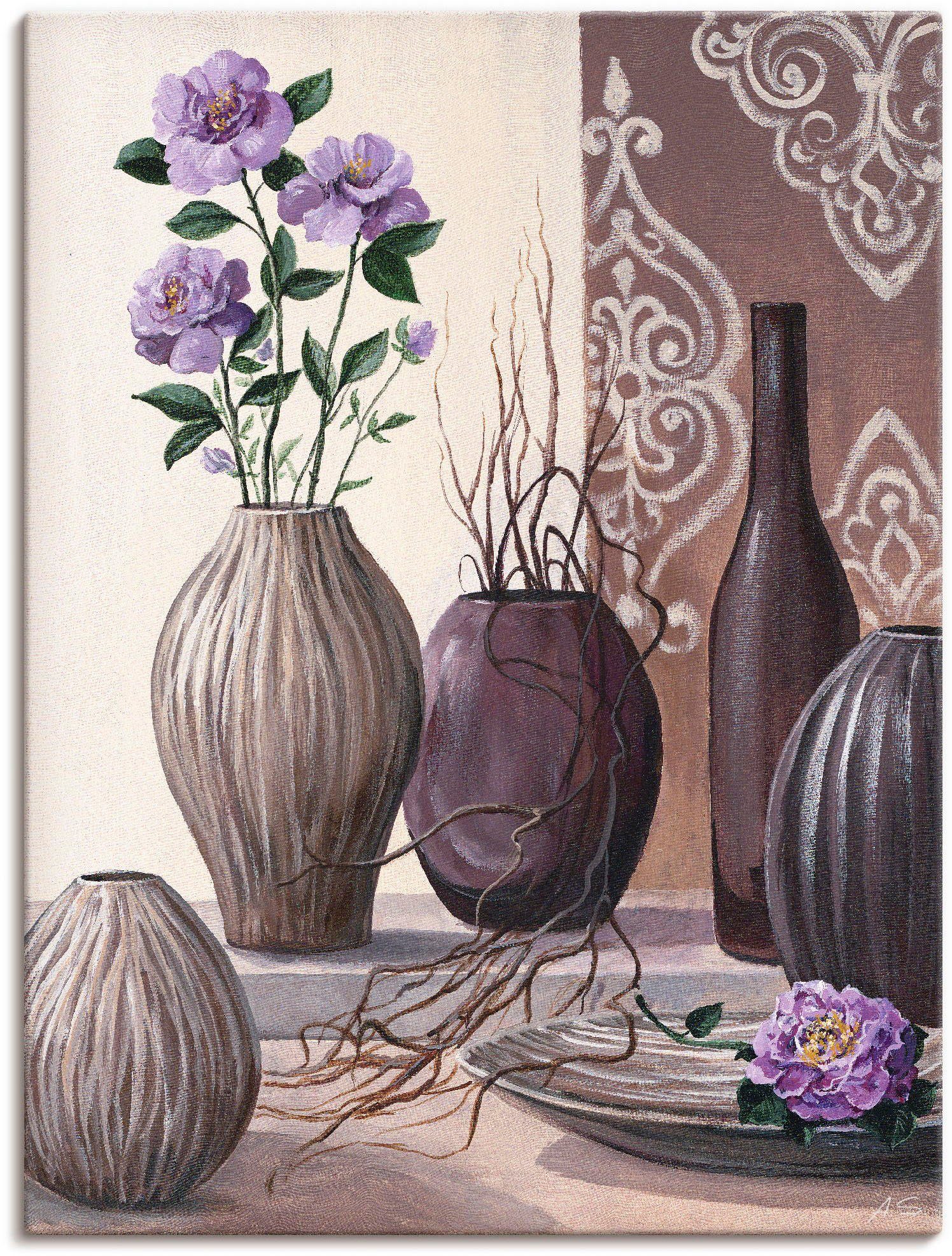 Rosen oder in versch. Leinwandbild, Poster (1 Töpfe St), Alubild, und Größen Vasen, Artland Violette & Vasen braune Wandaufkleber Wandbild als