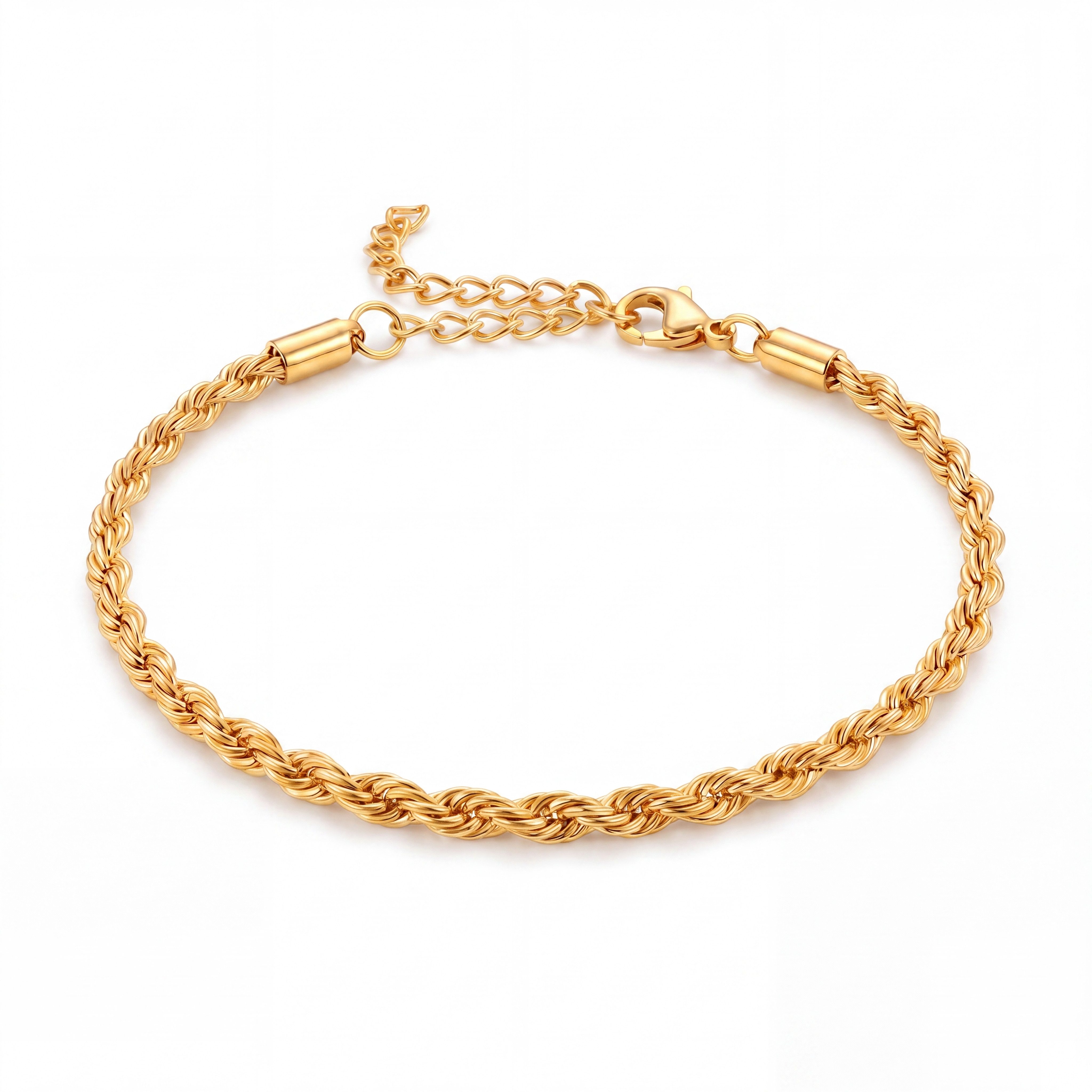 salazar.plus Armband Kordelarmband Rope aus vergoldetem Edelstahl geflochten, Kordelarmband Ropechain 3mm Armkette (18+5 cm lang)