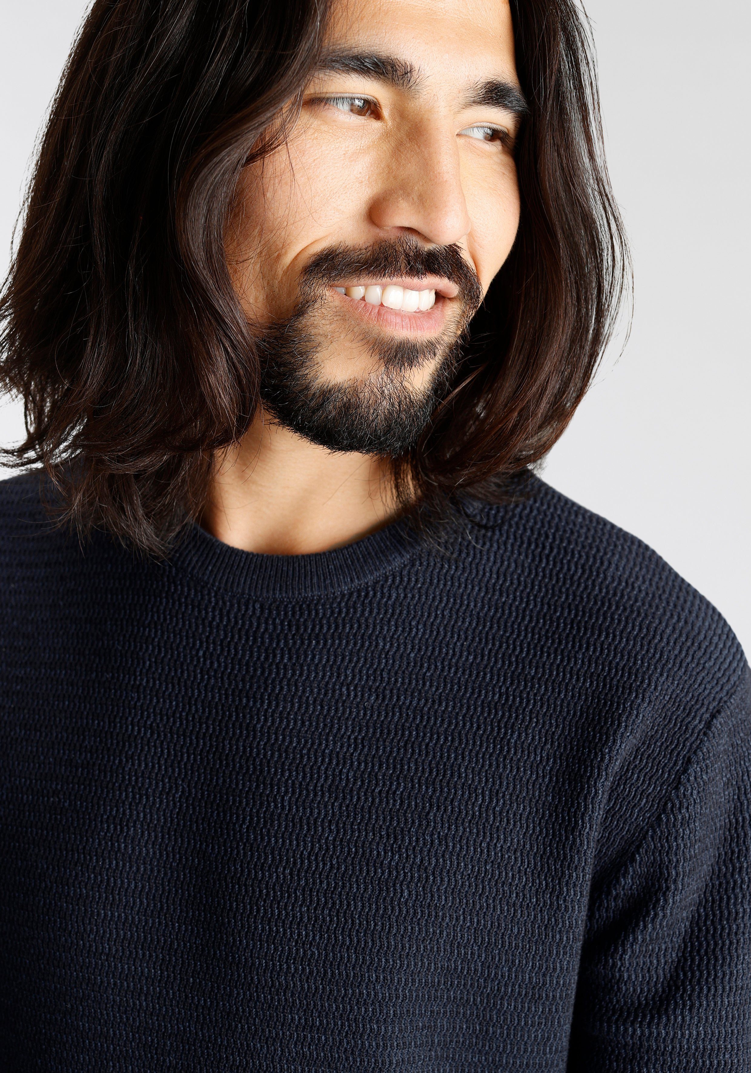 Bruno Banani Strickpullover gewaschene Optik