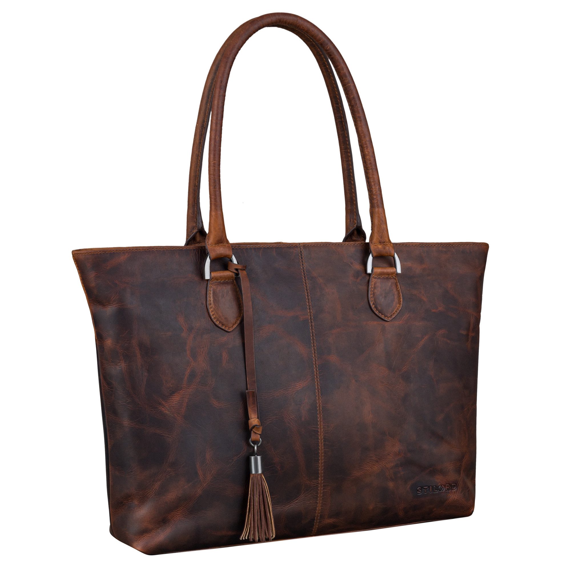 STILORD Handtasche "Callie" Echt Leder Shopper Tasche Damen Groß für 15.6 Zoll Laptop