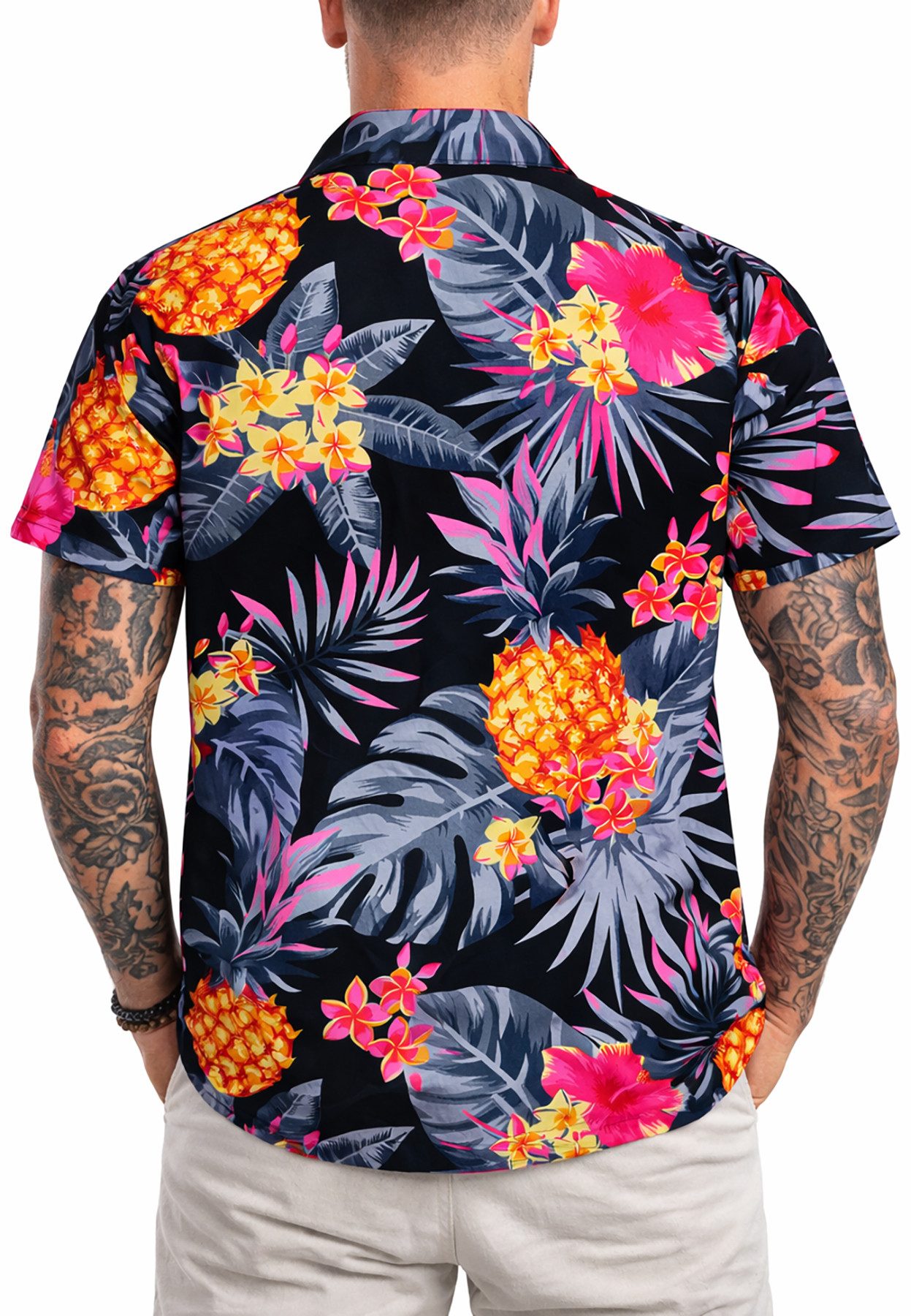 King Kameha Hawaiihemd "Pineapple" Funky Hawaii-Hemd Herren Kurzarm Front-Tasche Stylish – Bild 4 von 5