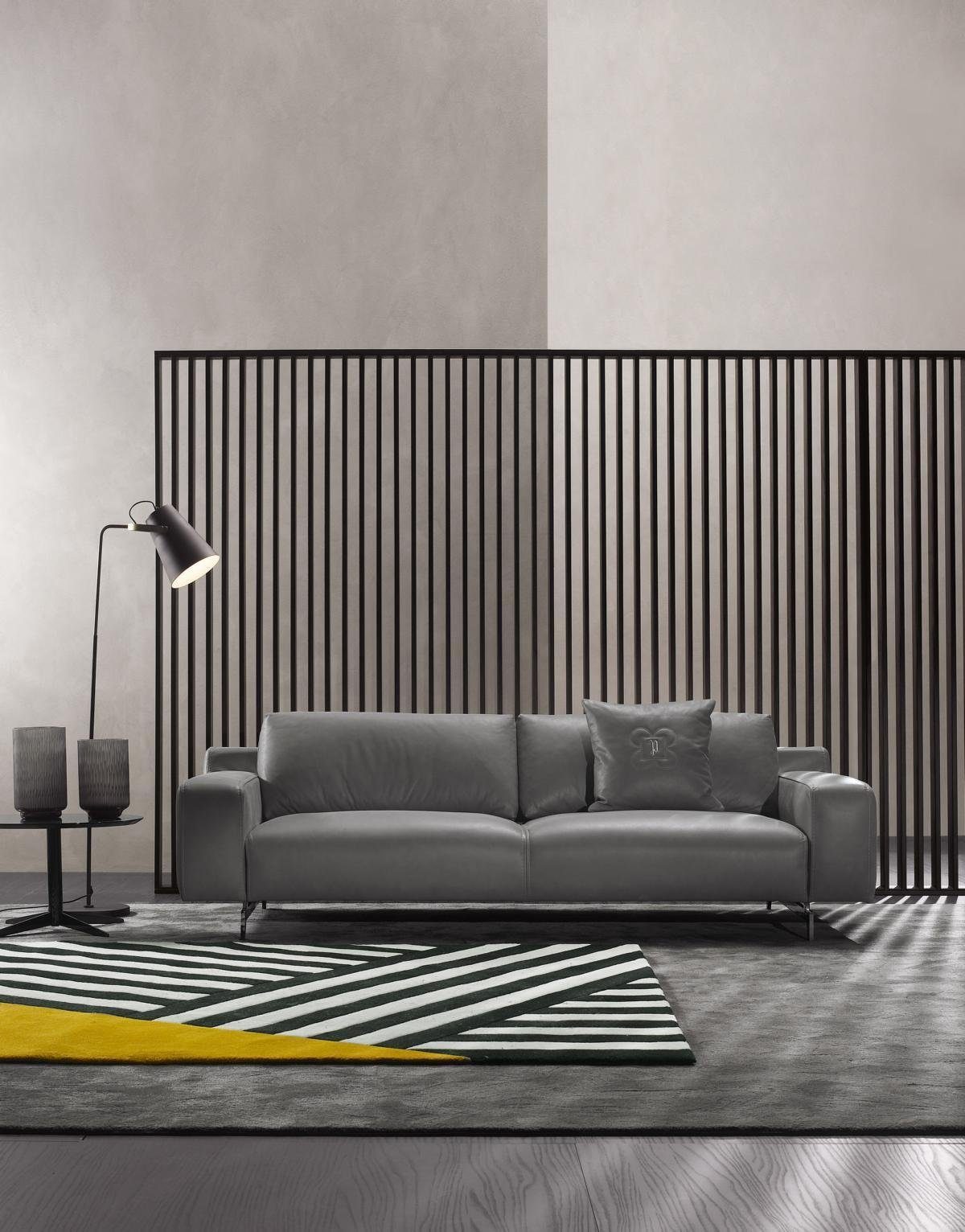 Sitzer Möbel Sitz JVmoebel Sofas Stil Couch Dreisitz 3 Sofa Design Leder Sofa Grau Luxus